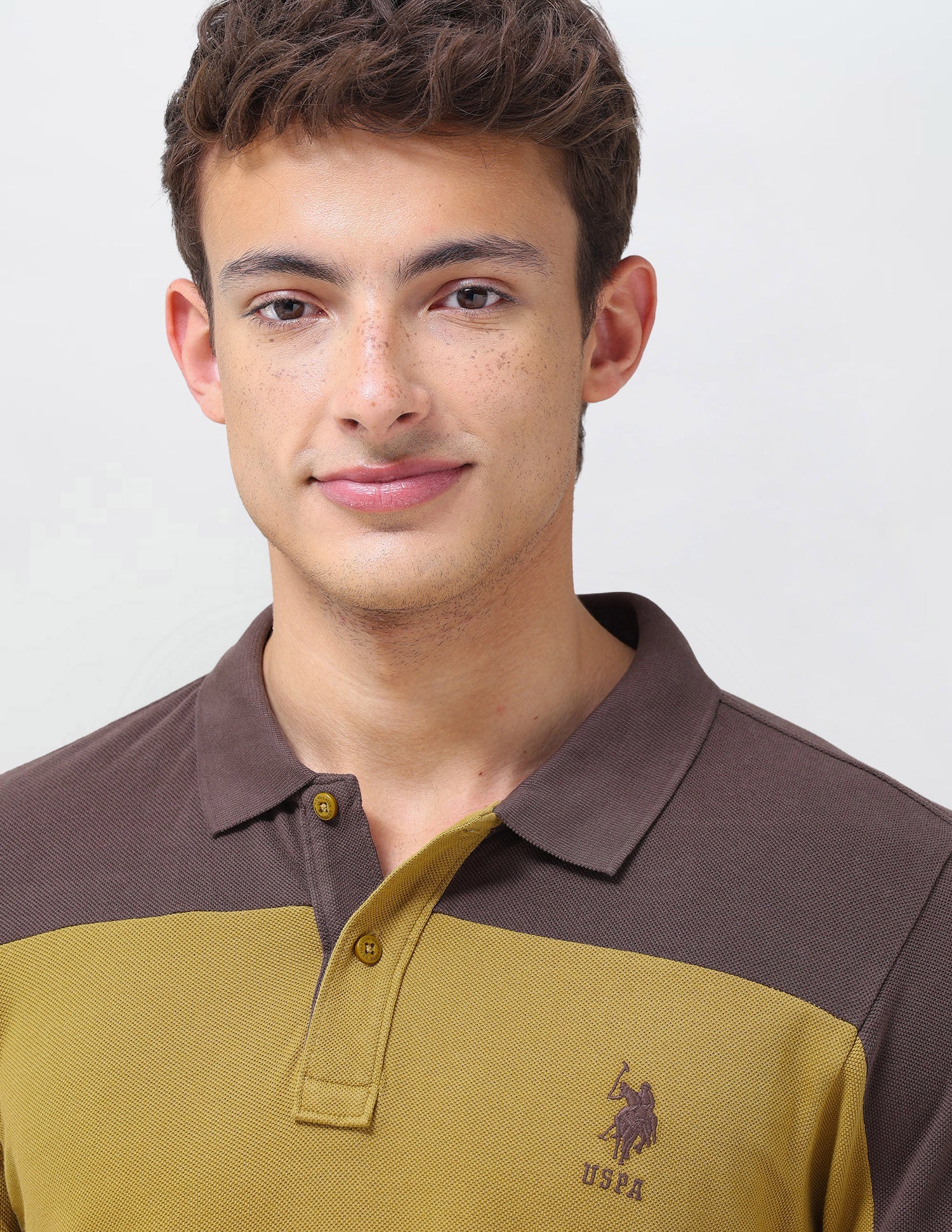 Colourblocked Regular Fit Polo Shirt Mustard - U.S. Polo Assn. India | Large