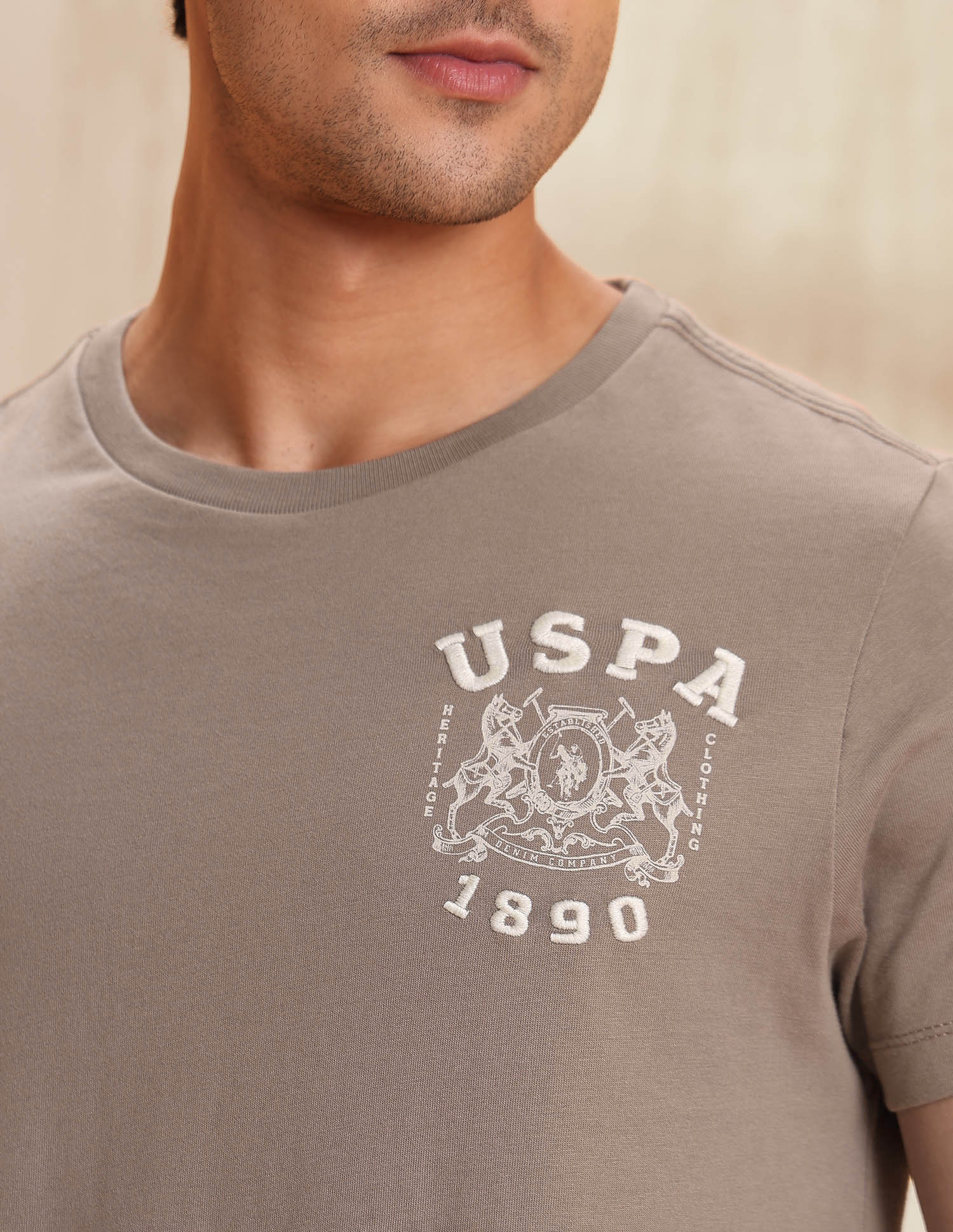Pure Cotton Brand Printed T-Shirt Beige - U.S. POLO ASSN. | Large