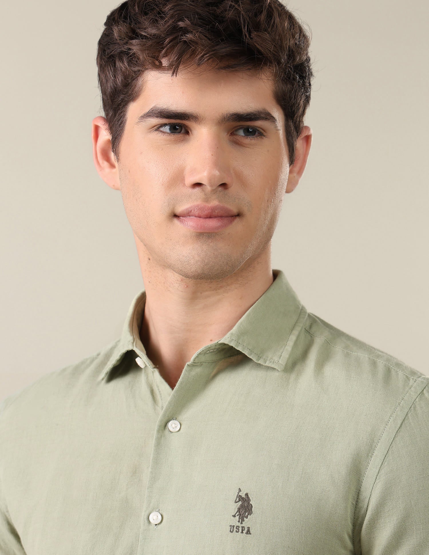 Solid Regular Fit Shirt Green - U.S. Polo Assn. India | Large
