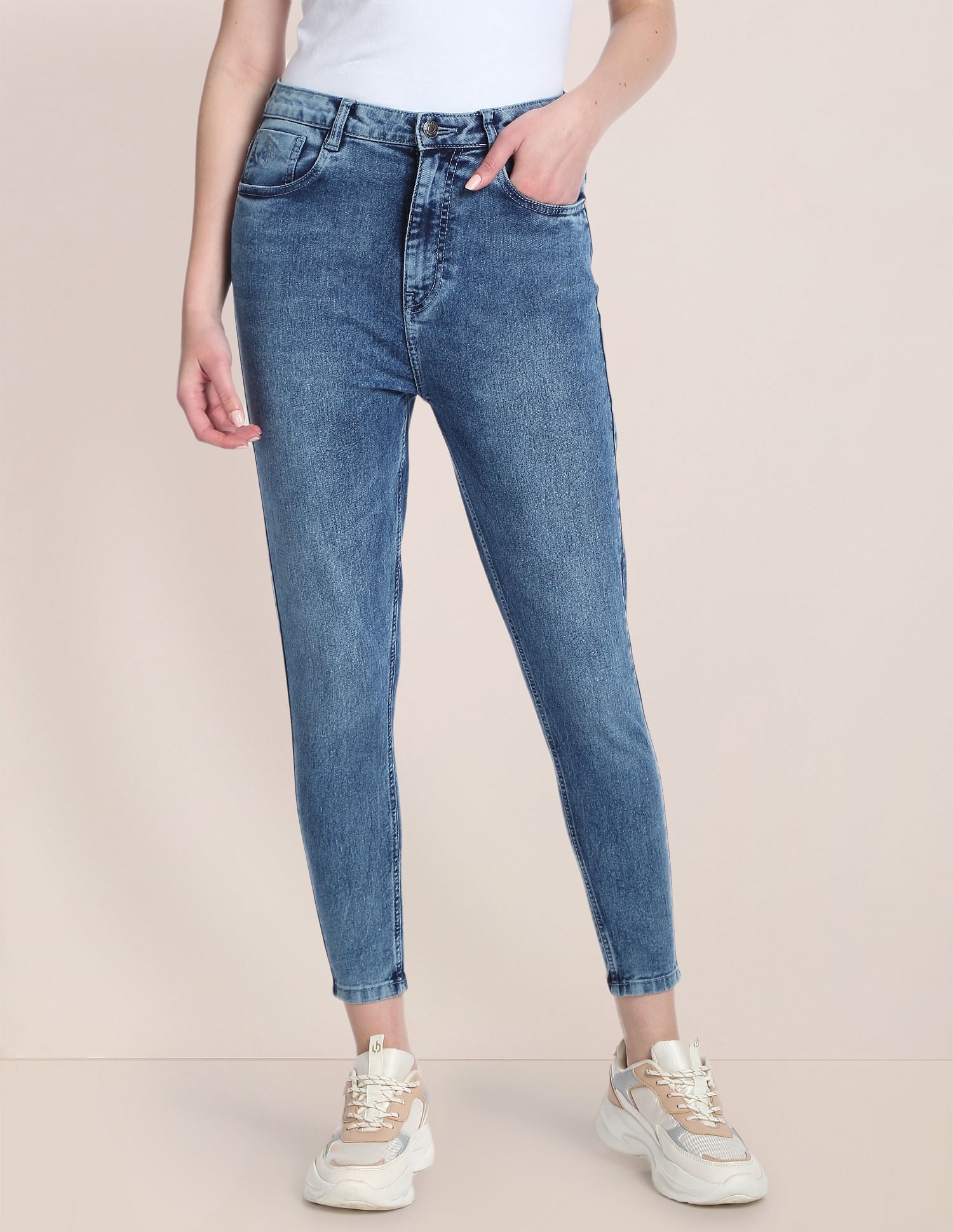 Acid Wash Slim Mom Fit Jeans Blue - U.S. Polo Assn. India | Large