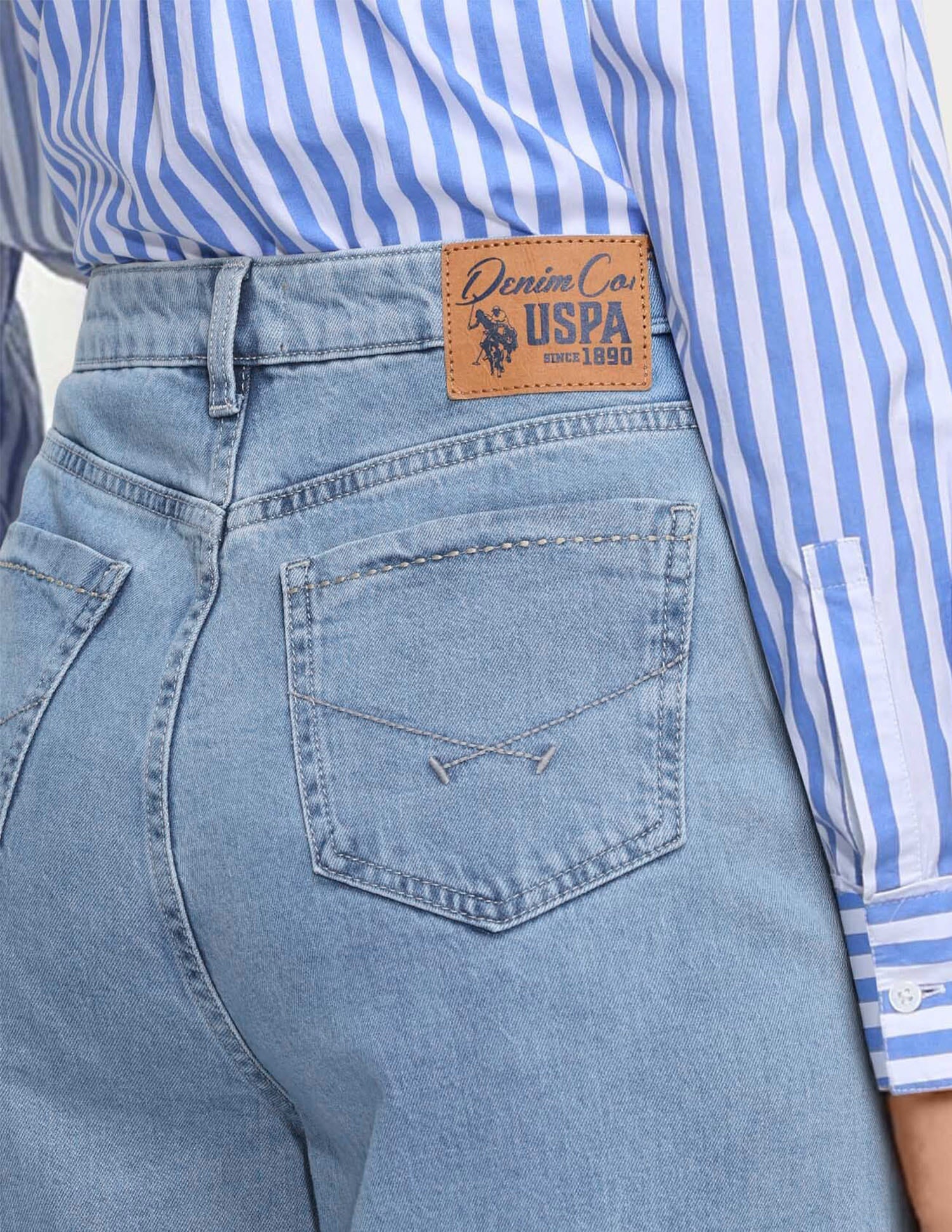 High Rise Wide Leg Fit Jeans Blue - U.S. Polo Assn. India | Large