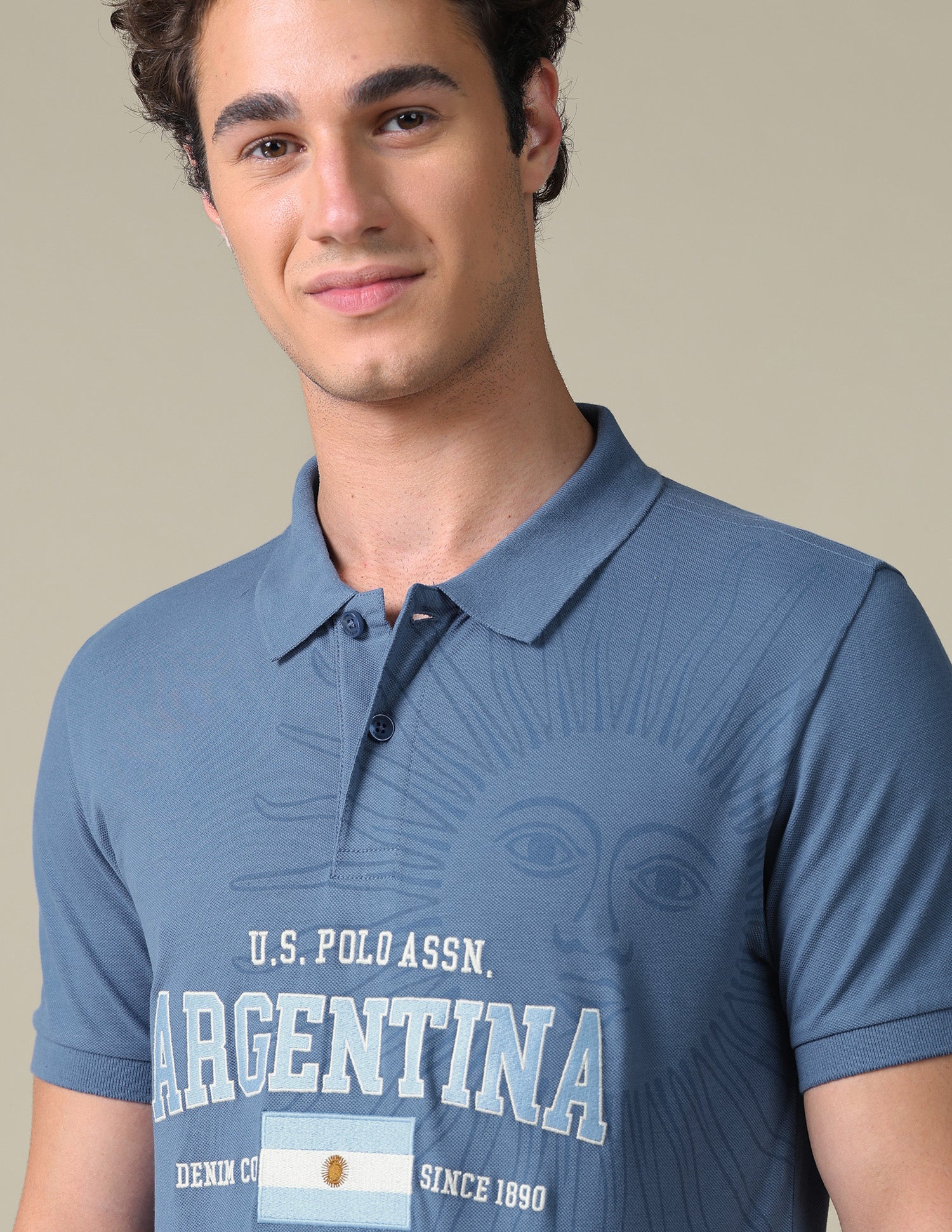 Typographic Slim Fit T-Shirt Blue - U.S. Polo Assn. India | Large