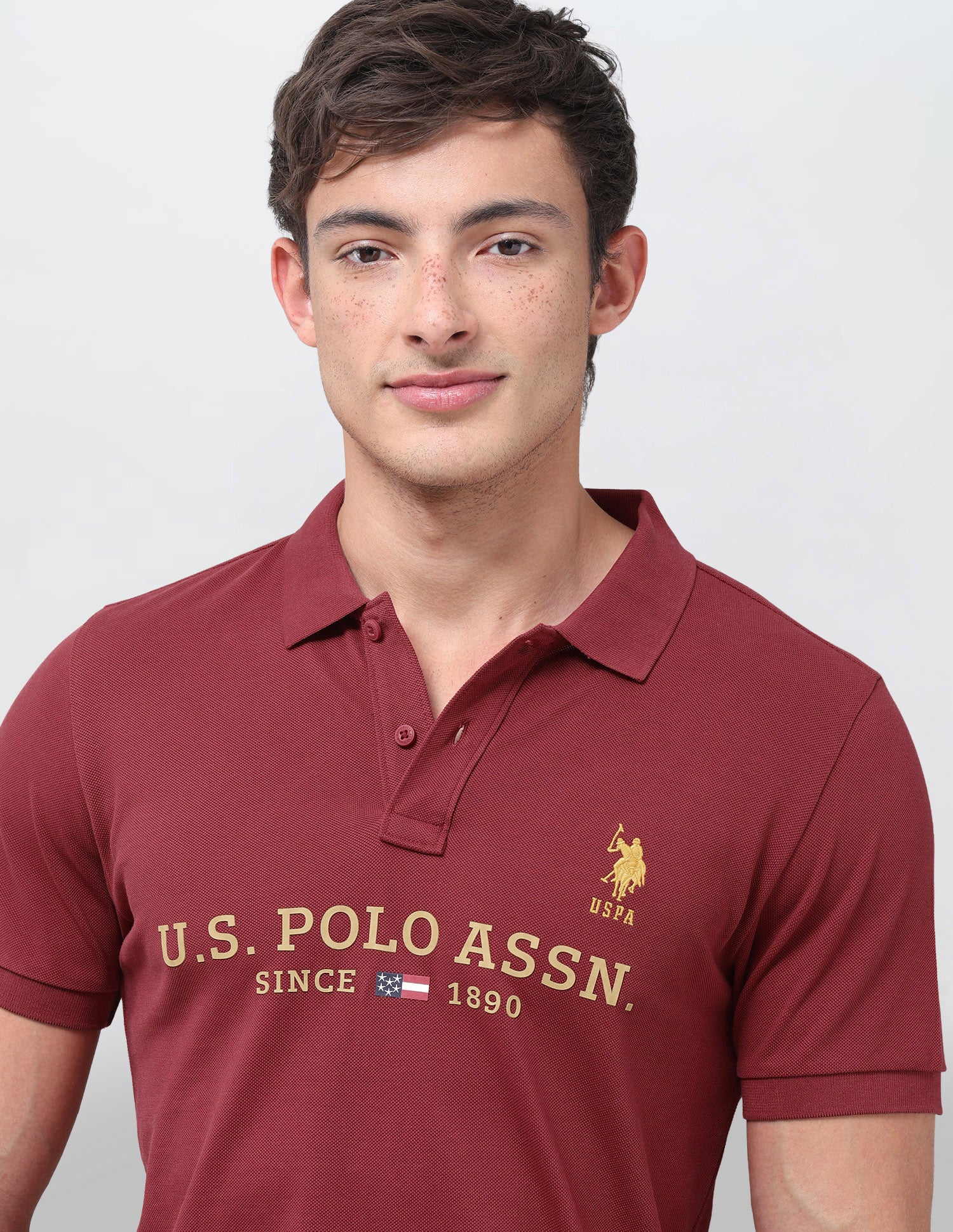 Brand Printed Regular Fit Polo Shirt Red - U.S. Polo Assn. India | Large