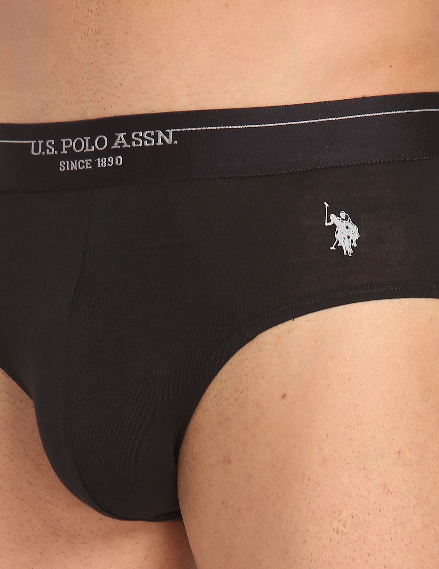 Modal Cotton Stretch Antibacterial PB003 Premium Briefs - Pack Of 1 Black - U.S. POLO ASSN. | Large