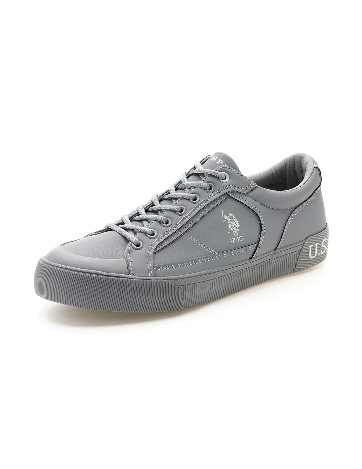 Men Round Toe Lace Up Ruben Sneakers Grey - U.S. Polo Assn. India | Large