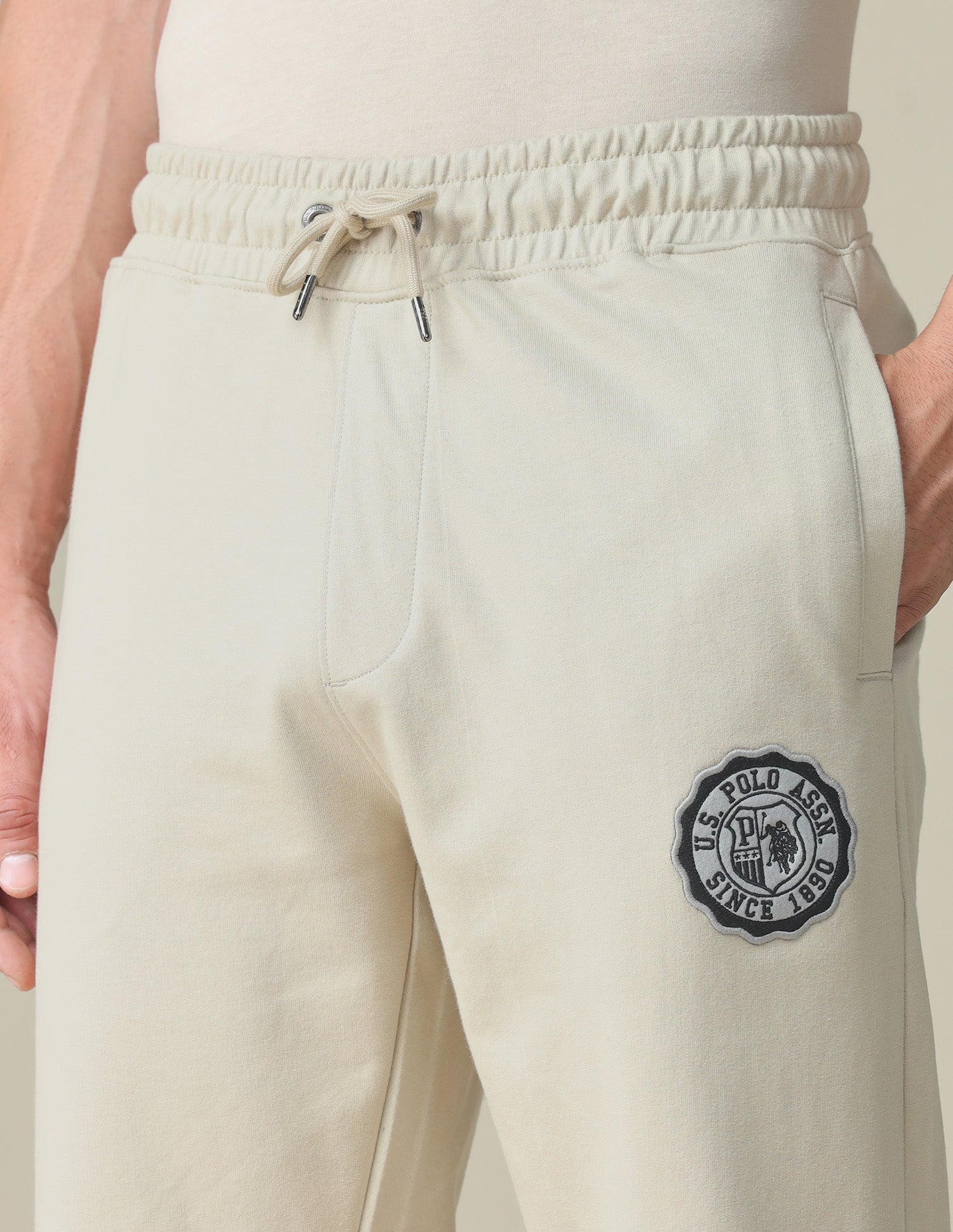 Mid Rise Solid Track Pants Beige - U.S. POLO ASSN. | Large