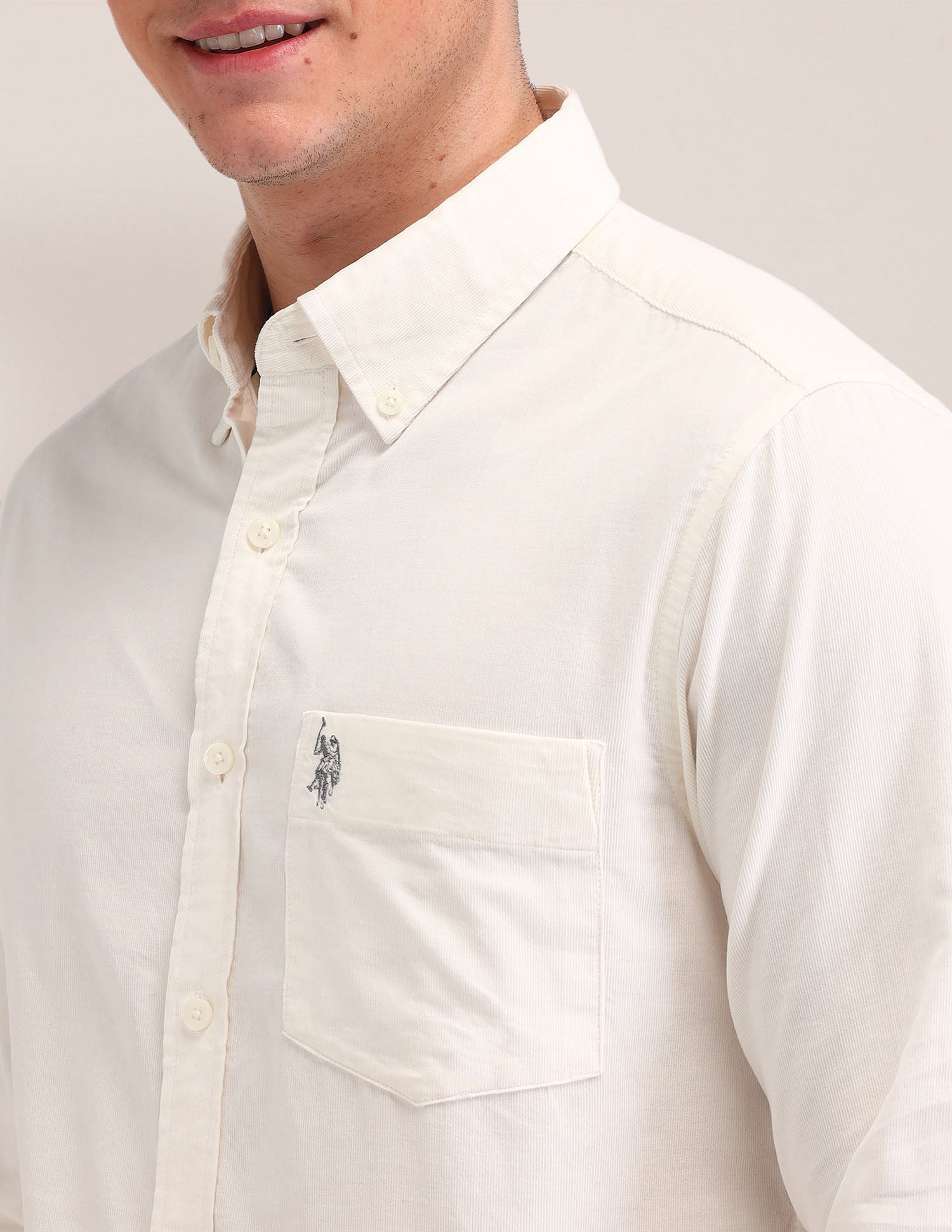 Tailored Fit Button Down Shirt White - U.S. Polo Assn. India | Large