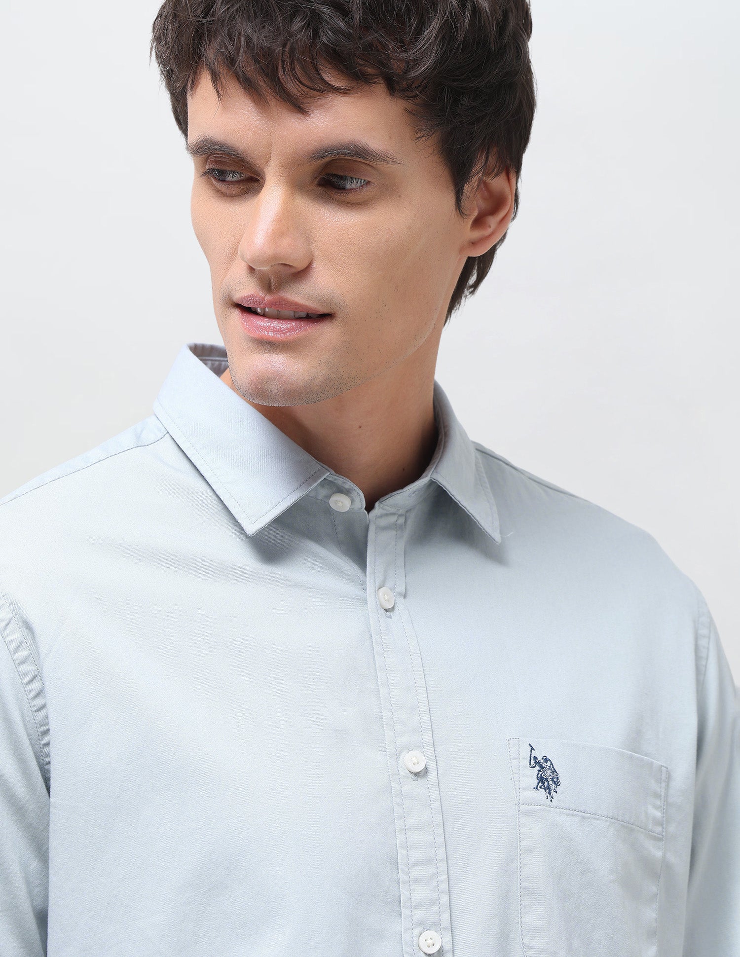 Twill Solid Shirt Blue - U.S. Polo Assn. India | Large