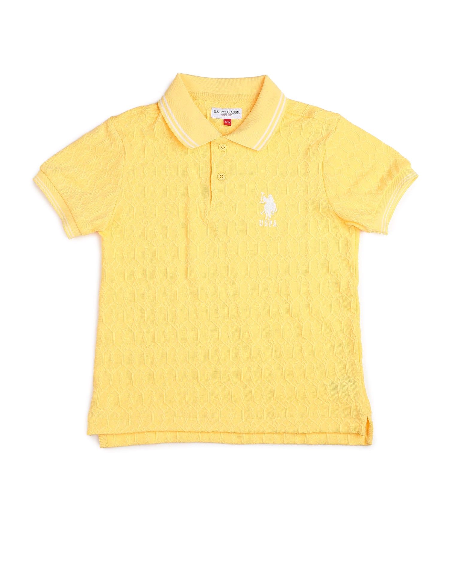 Boys Textured Pure Cotton Polo Shirt Yellow - U.S. POLO ASSN. | Large