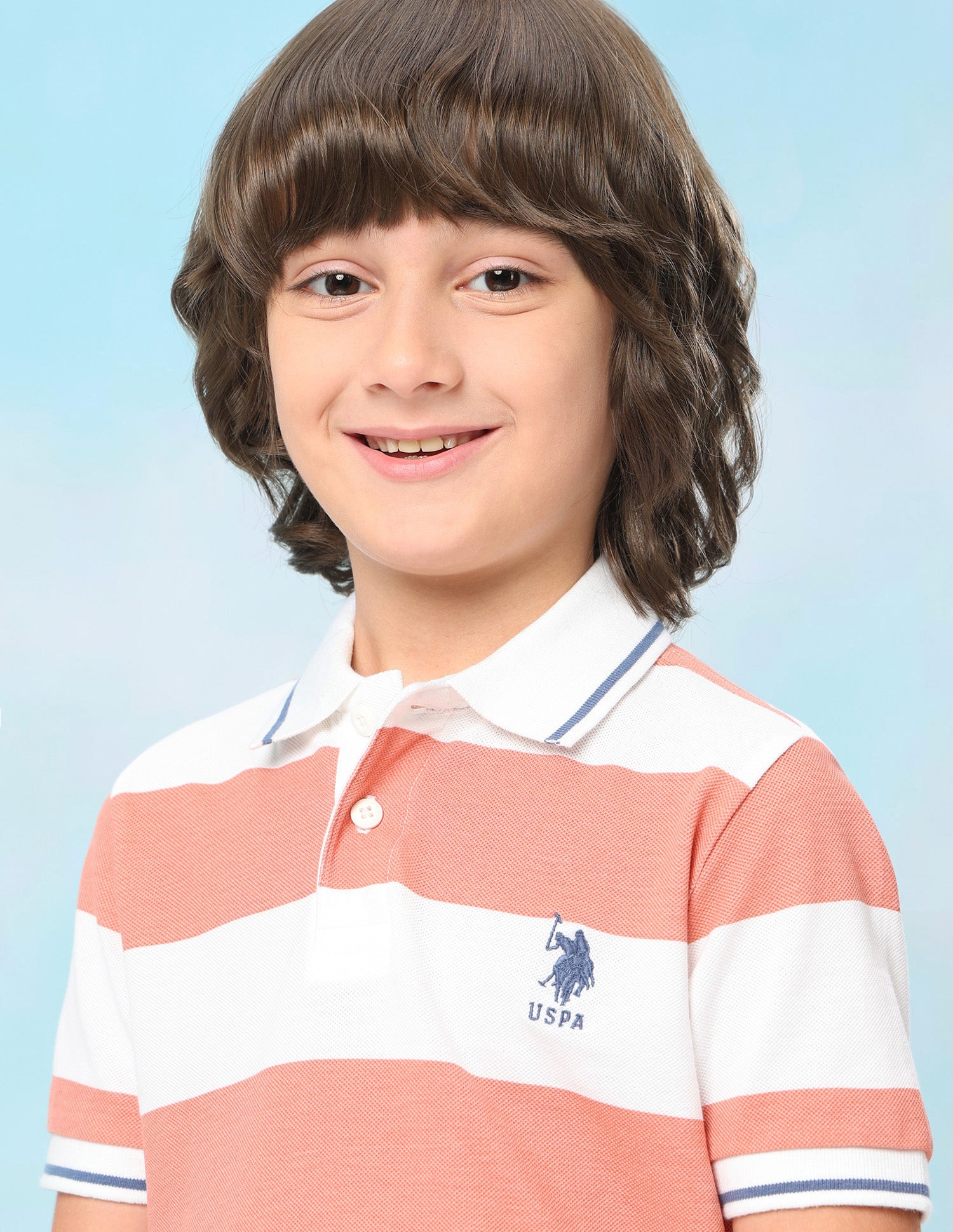 Horizontal Striped Regular Fit Polo Shirt Orange - U.S. Polo Assn. India | Large