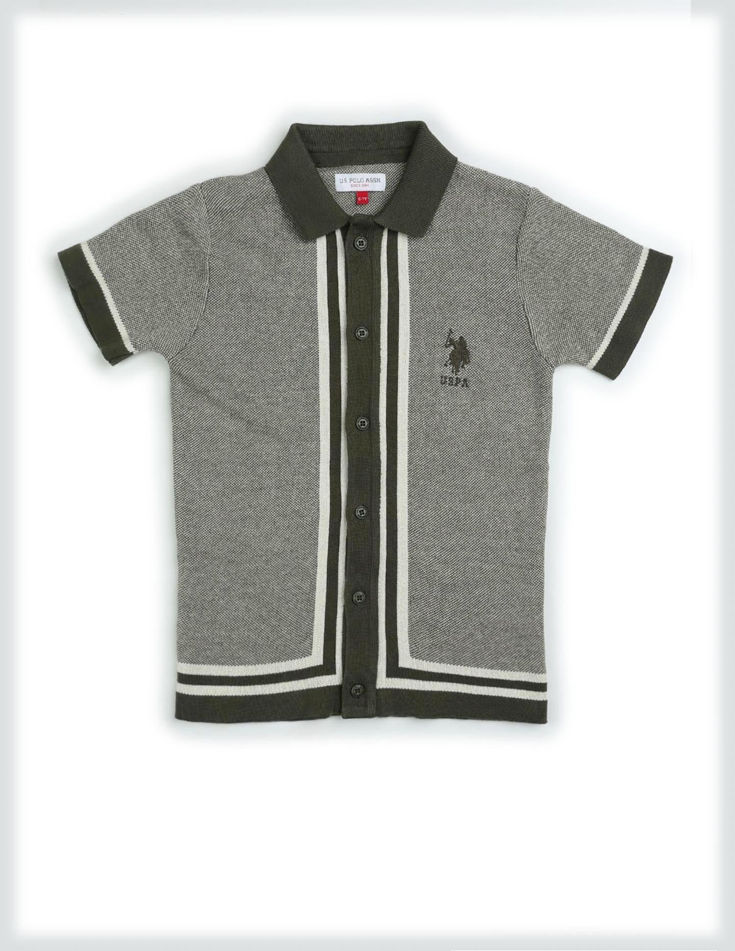 Boys Textured Regular Fit Polo Shirt Olive - U.S. POLO ASSN. | Large