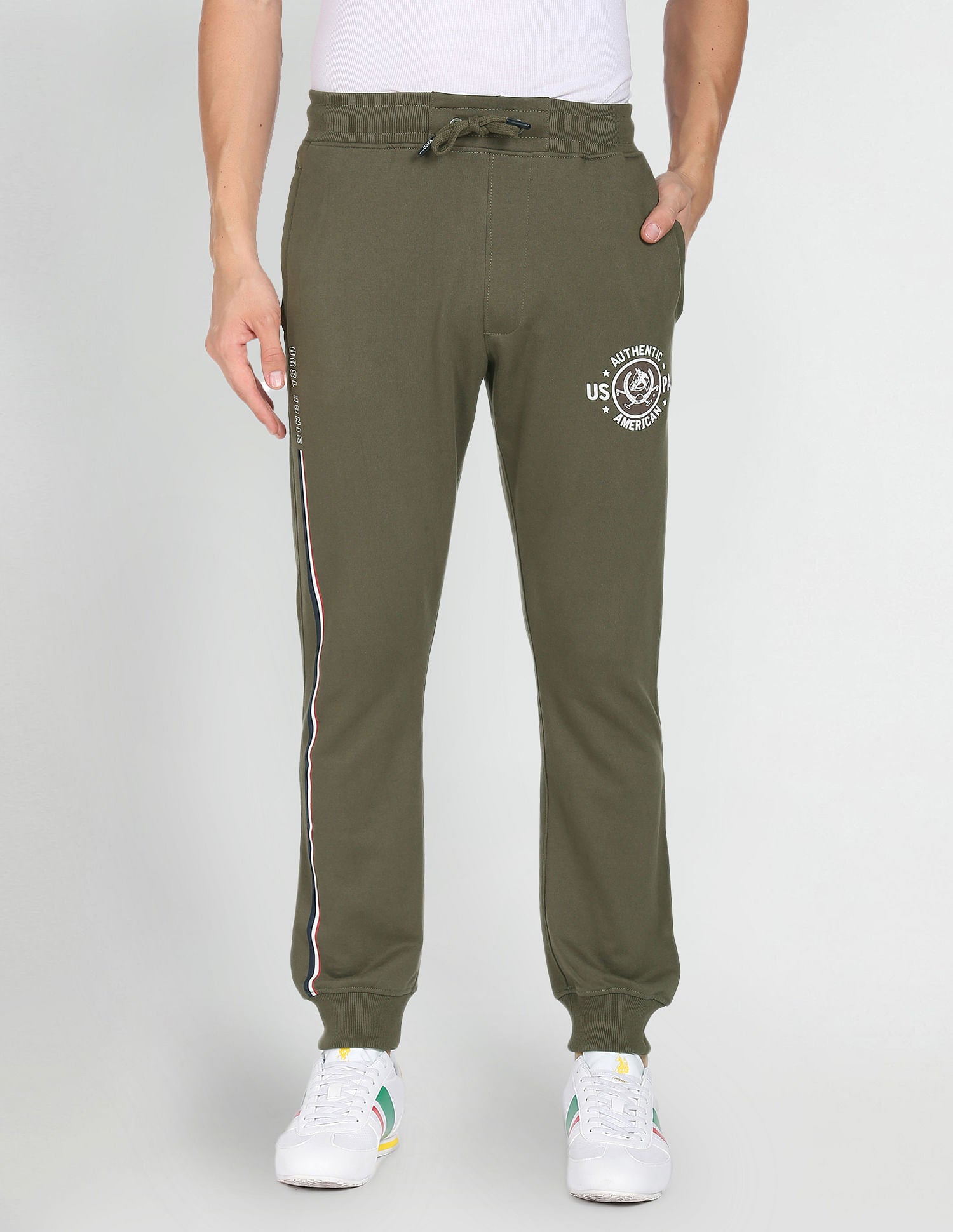 Mid Rise Solid Track Pants