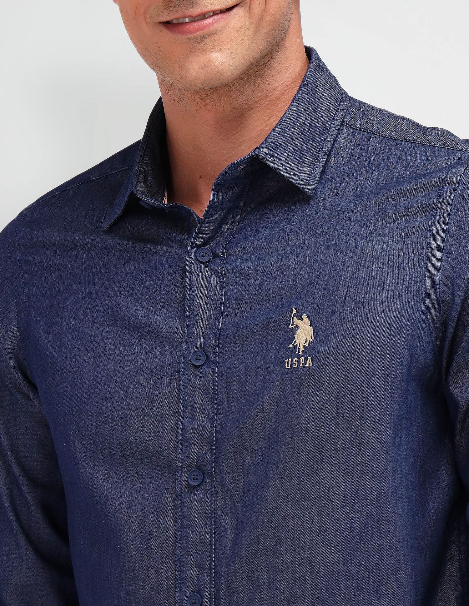 Slim Fit Chambray Shirt Indigo - U.S. Polo Assn. India | Large