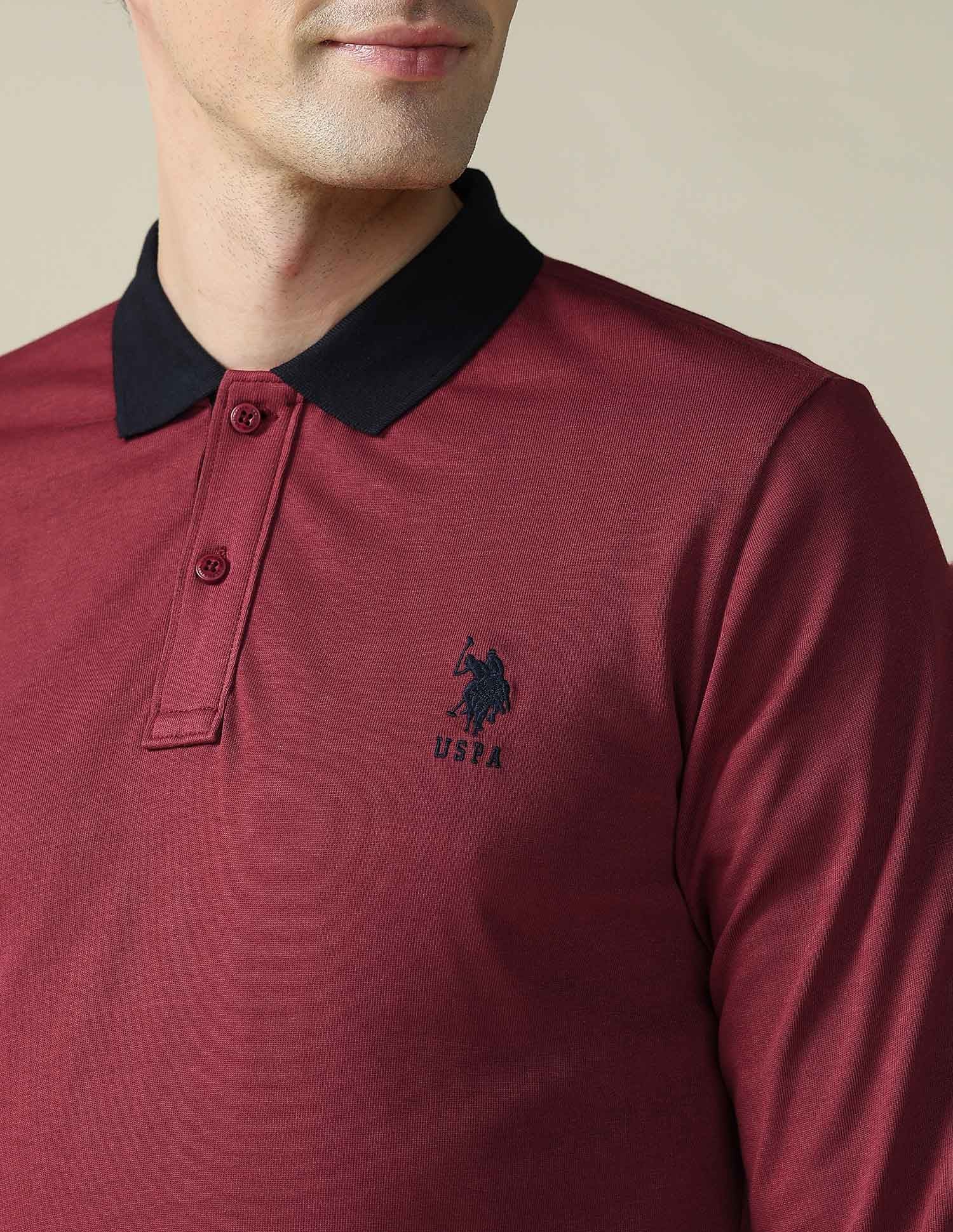 Solid Regular Fit Polo Shirt Maroon - U.S. Polo Assn. India | Large