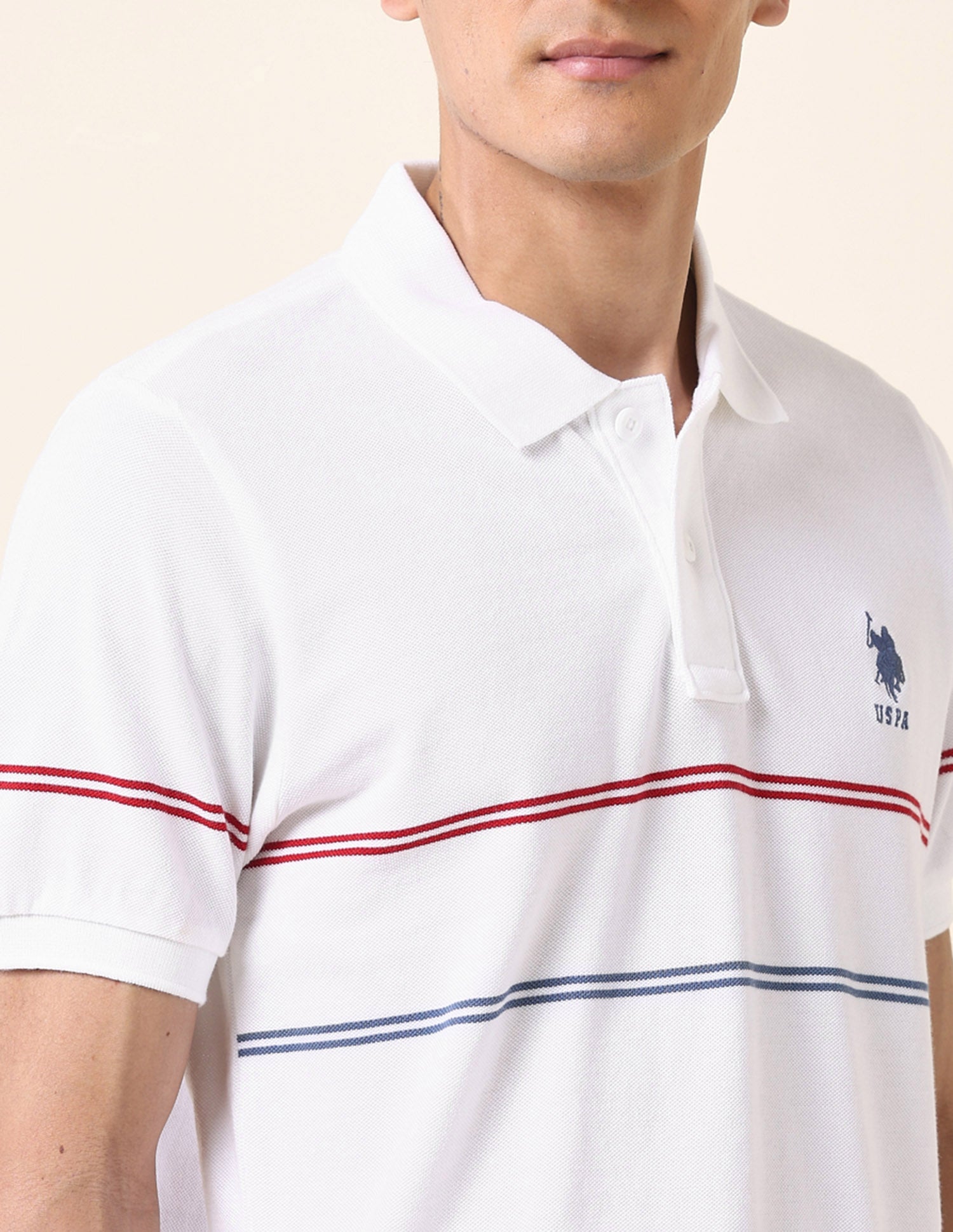 Horizontal Striped Classic Polo Shirt White - U.S. POLO ASSN. | Large