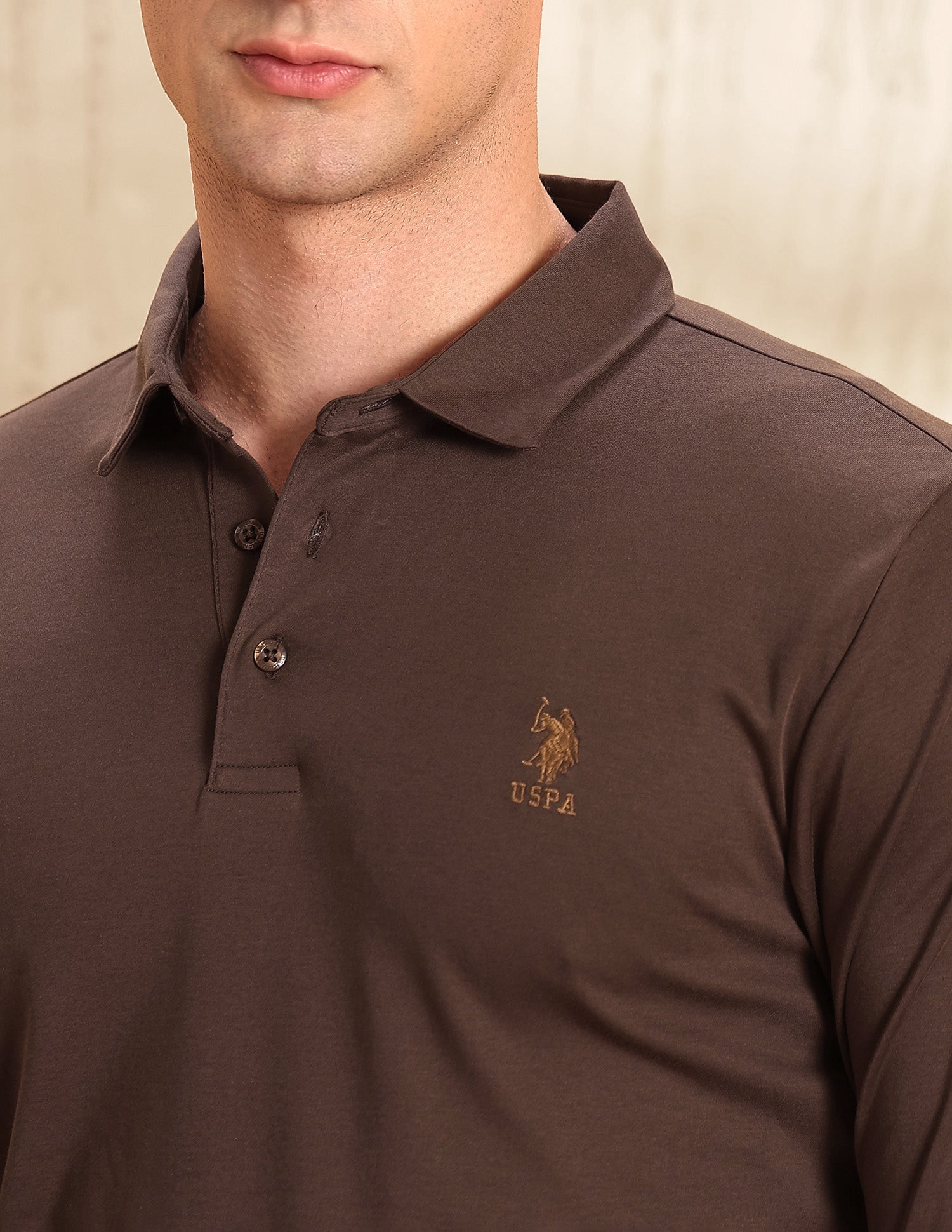 Solid Regular Fit Polo Shirt Dark Brown - U.S. Polo Assn. India | Large