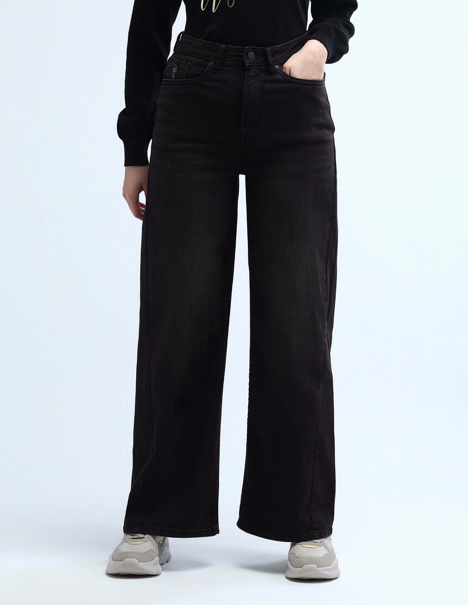 High Rise Stretchable Baggy Jeans Dark Grey - U.S. POLO ASSN. | Large