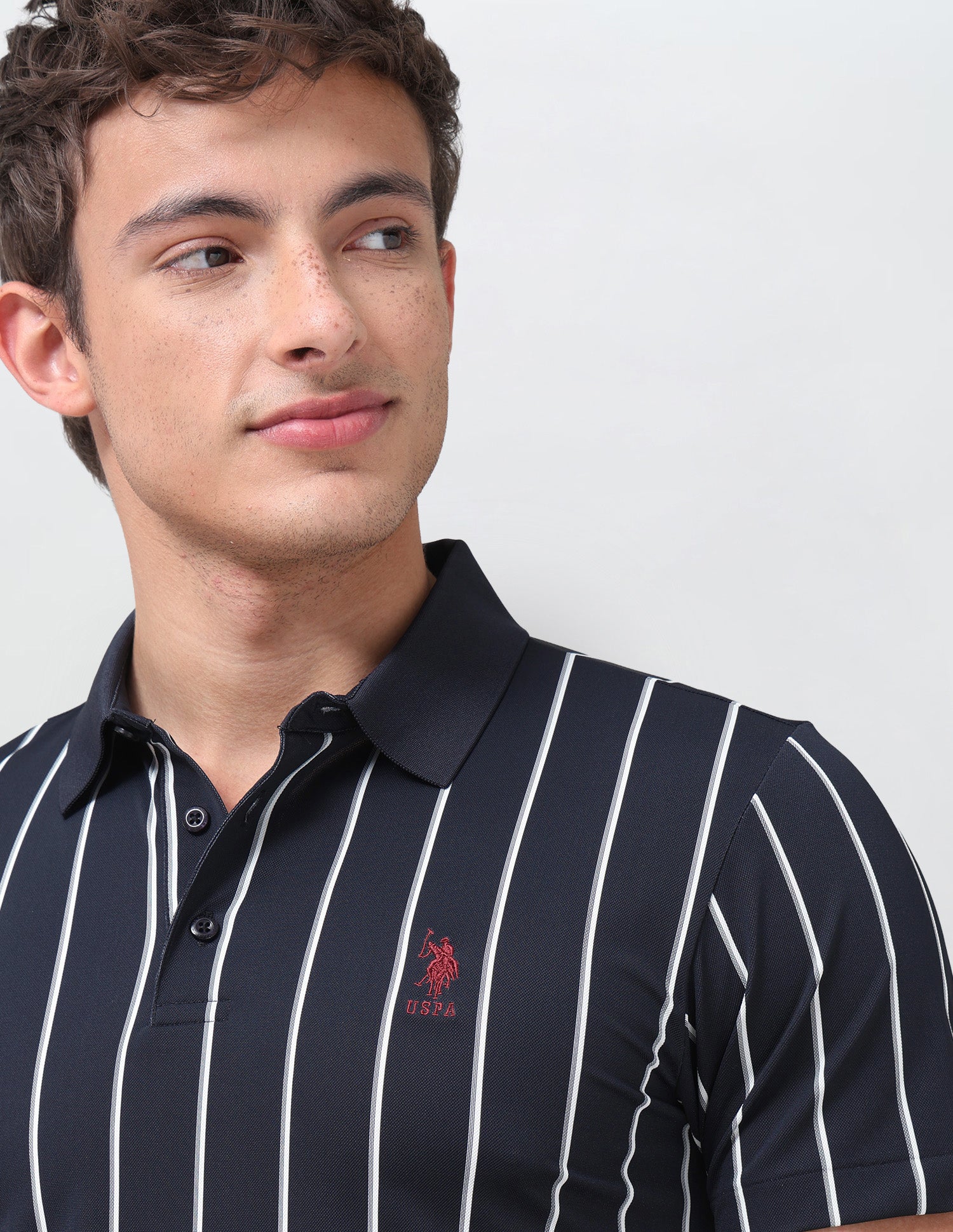 Vertical Striped Slim Fit Polo Shirt Navy - U.S. Polo Assn. India | Large