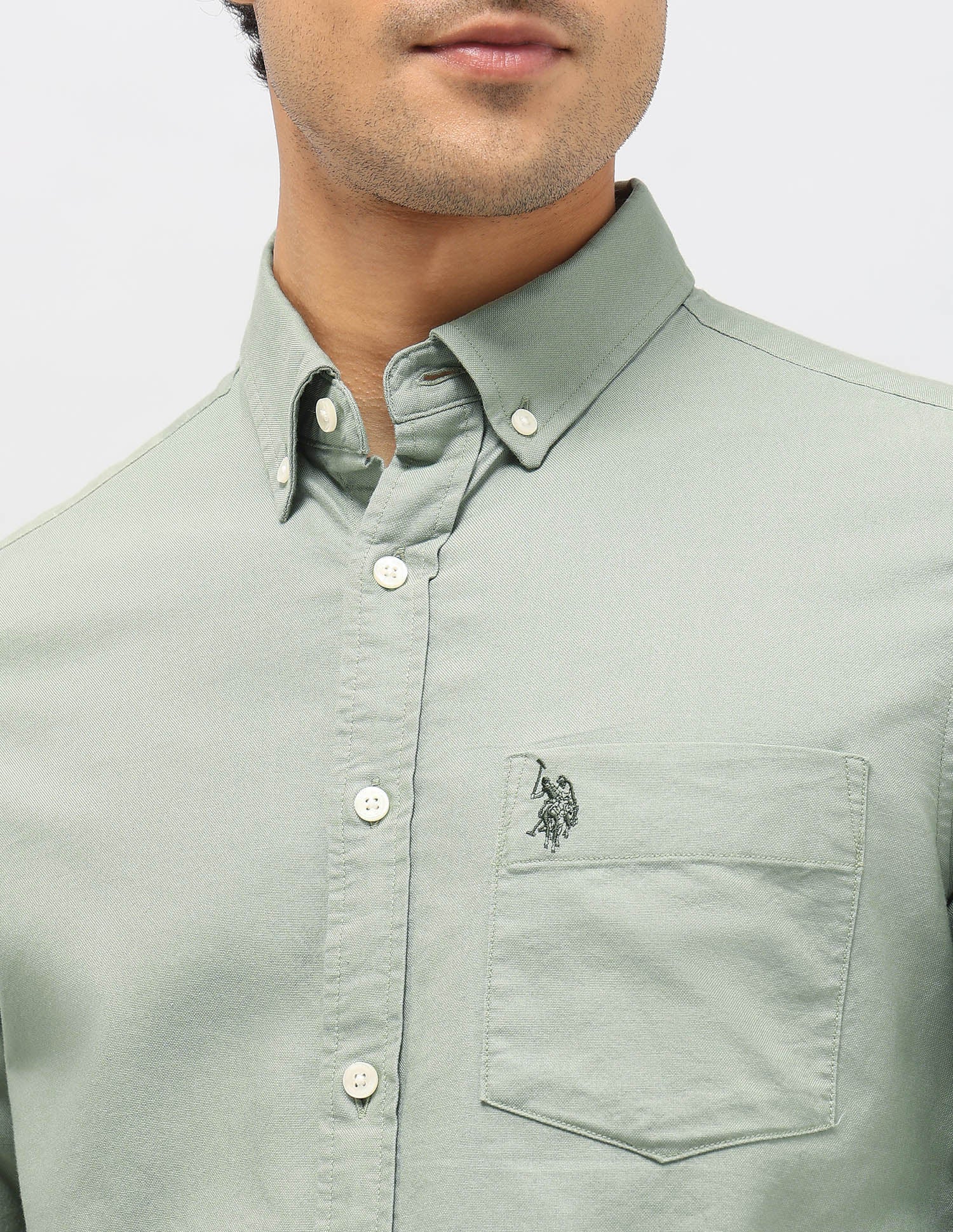 Oxford Tailored Fit Shirt Light Green - U.S. Polo Assn. India | Large
