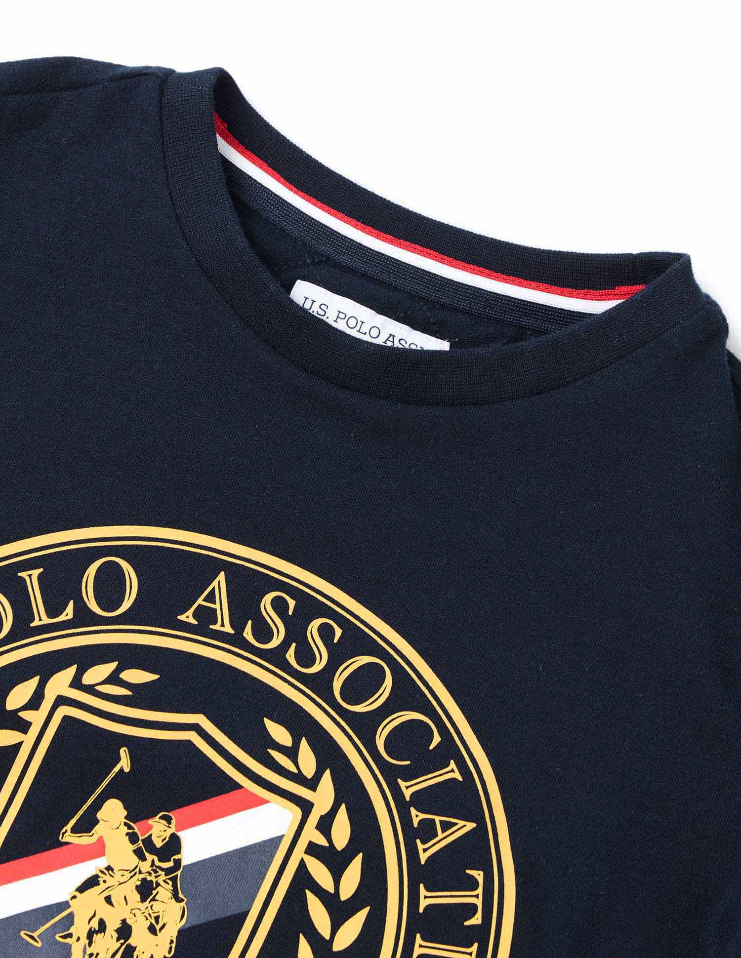 Boys Brand Print Cotton T-Shirt Navy - U.S. POLO ASSN. | Large