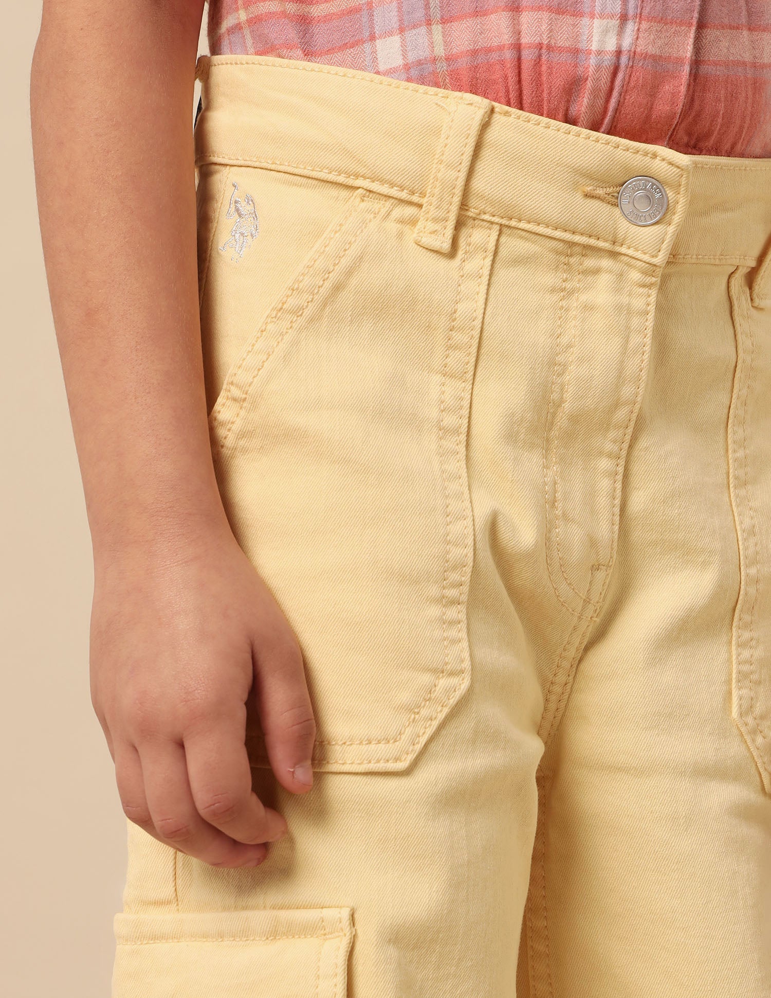 Girls Wide Leg Fit High Rise Jeans Cream - U.S. POLO ASSN. | Large