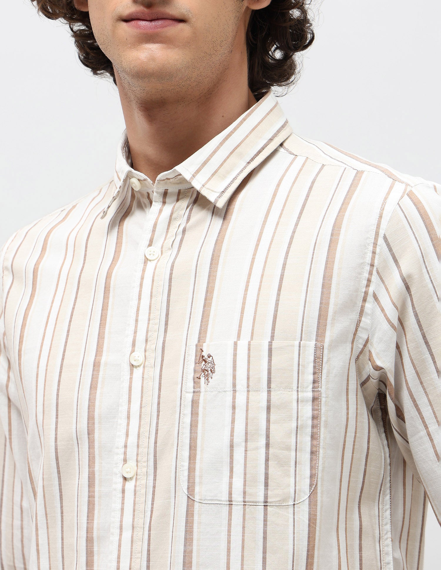 Pure Cotton Slim Fit Shirt Khaki - U.S. POLO ASSN. | Large