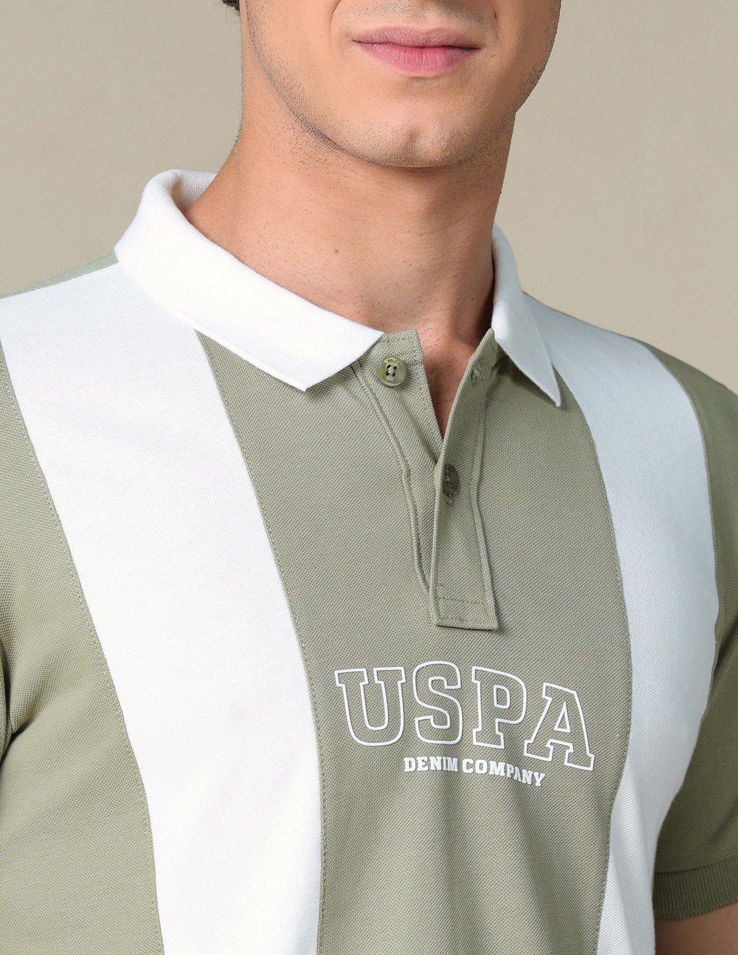 Slim Fit Colour Blocked Polo Shirt Light Green - U.S. Polo Assn. India | Large