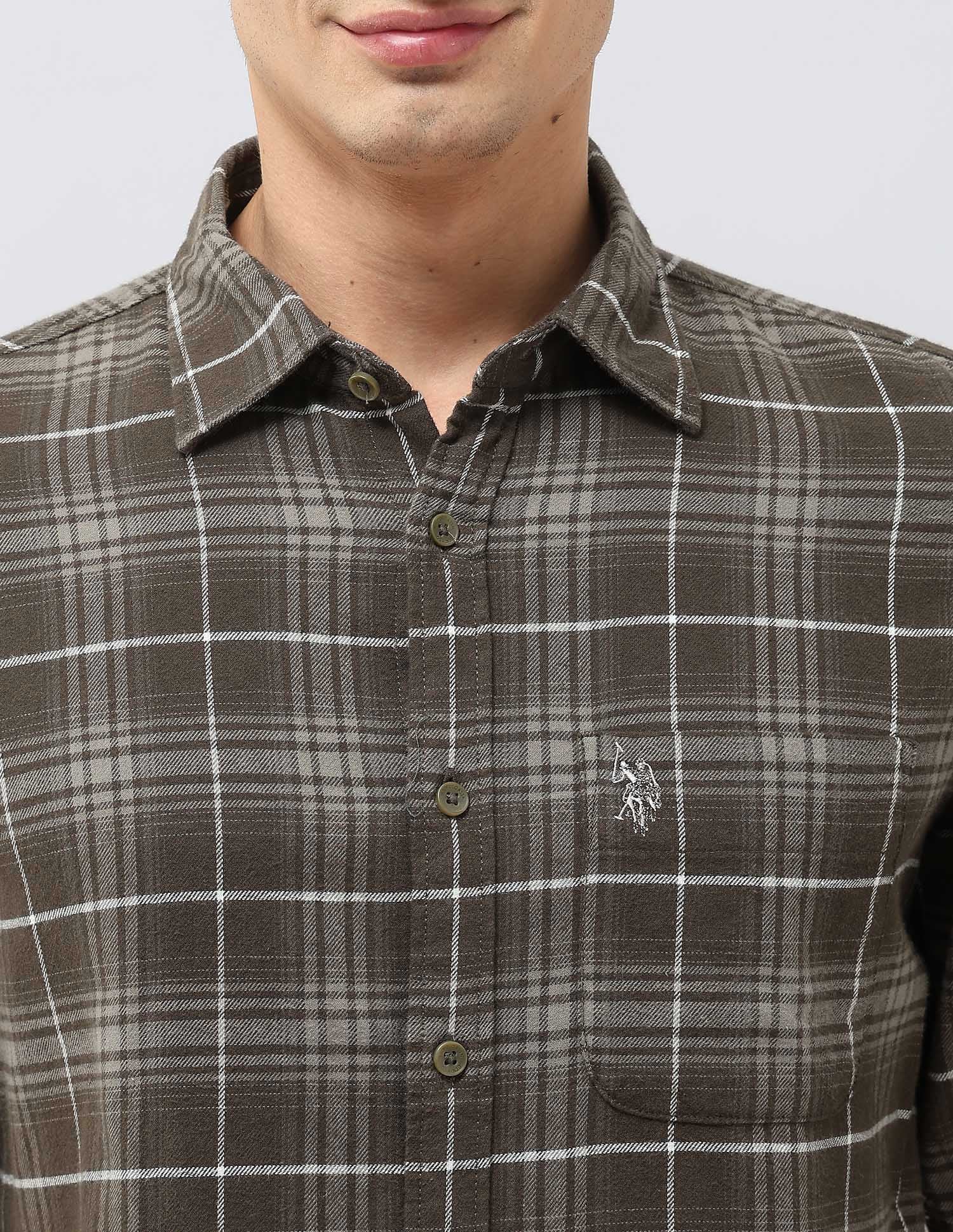 Twill Tartan Checked Shirt Olive - U.S. POLO ASSN. | Large