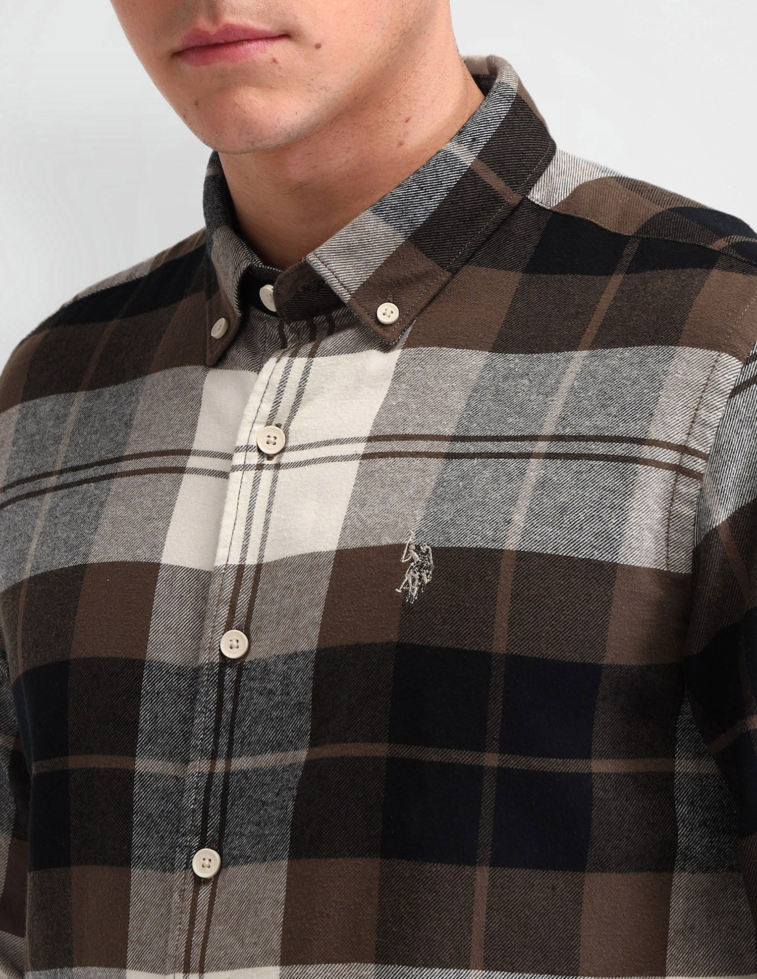 Plaid Checked Cotton Shirt Brown - U.S. Polo Assn. India | Large