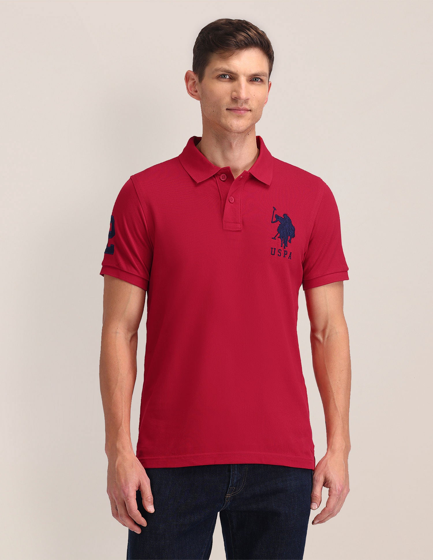 Solid Slim Fit Polo Shirt Red - U.S. POLO ASSN. | Large