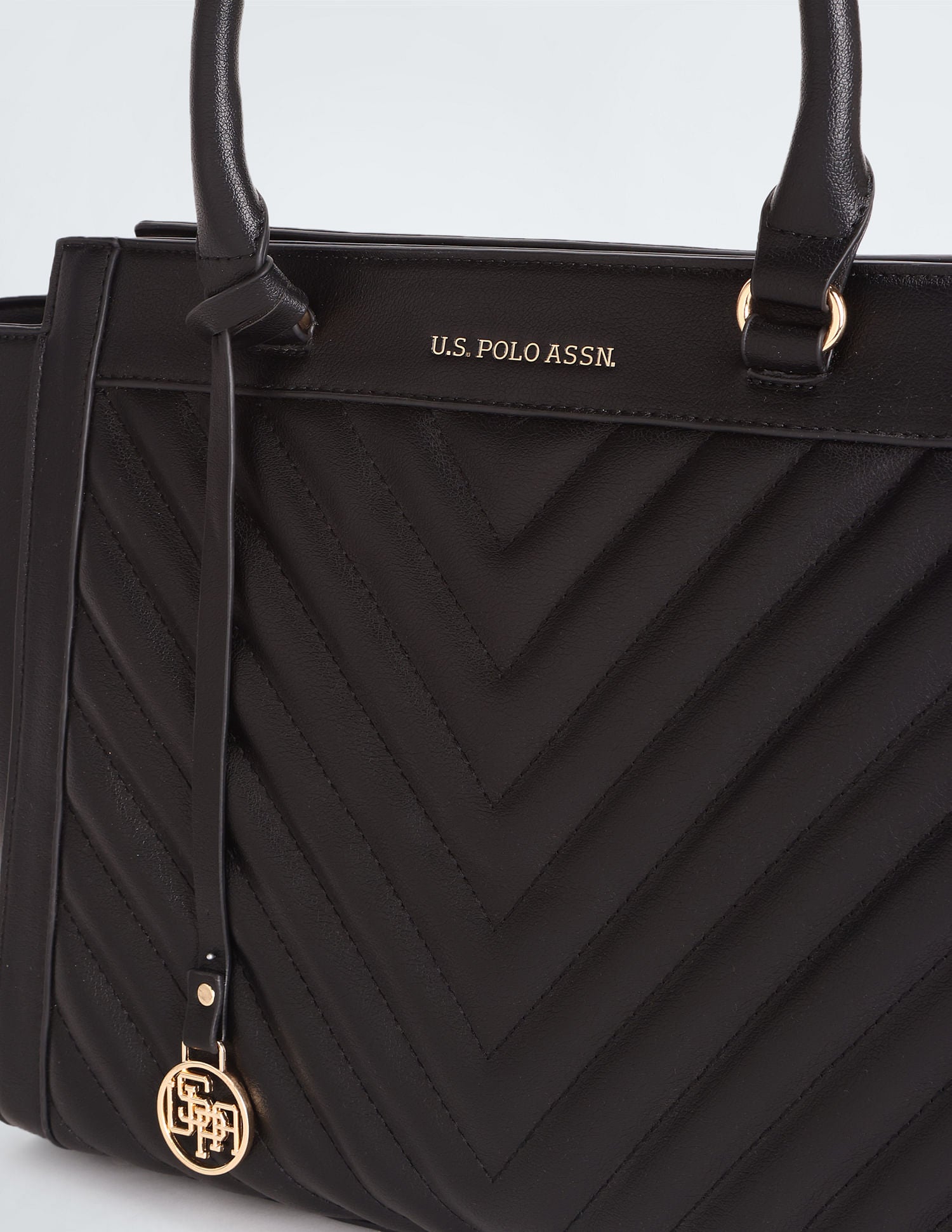 Chevron Quilted Structured Handbag Black - U.S. POLO ASSN. | Large