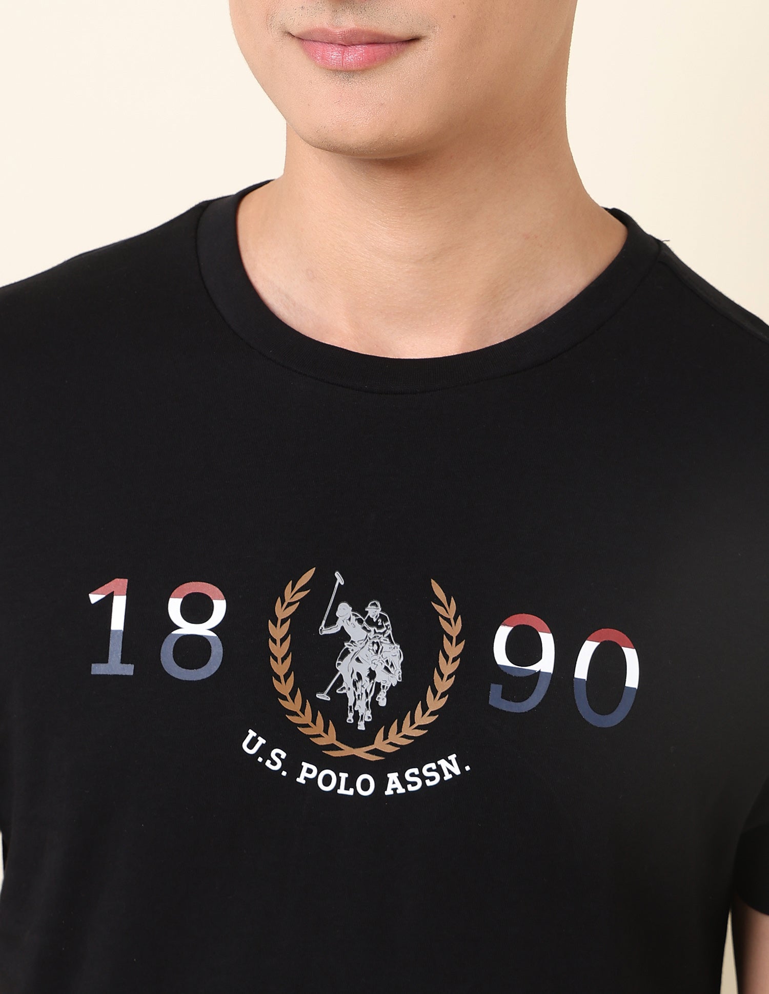 Brand Printed Pure Cotton T-Shirt Black - U.S. POLO ASSN. | Large