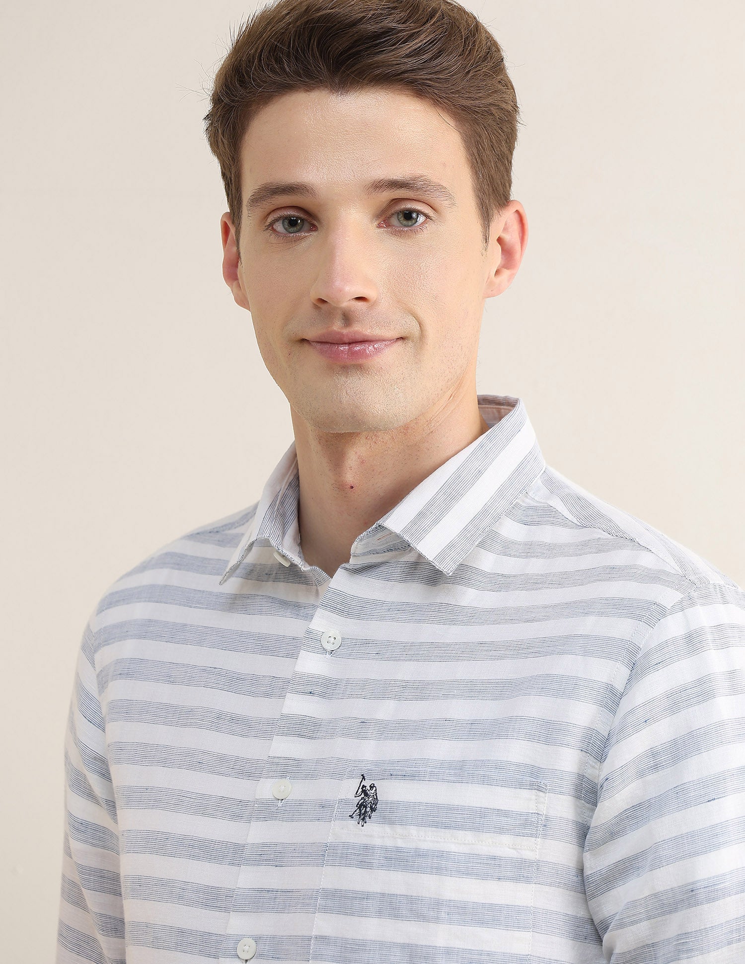Horizontal Striped Regular Fit Shirt Teal - U.S. Polo Assn. India | Large