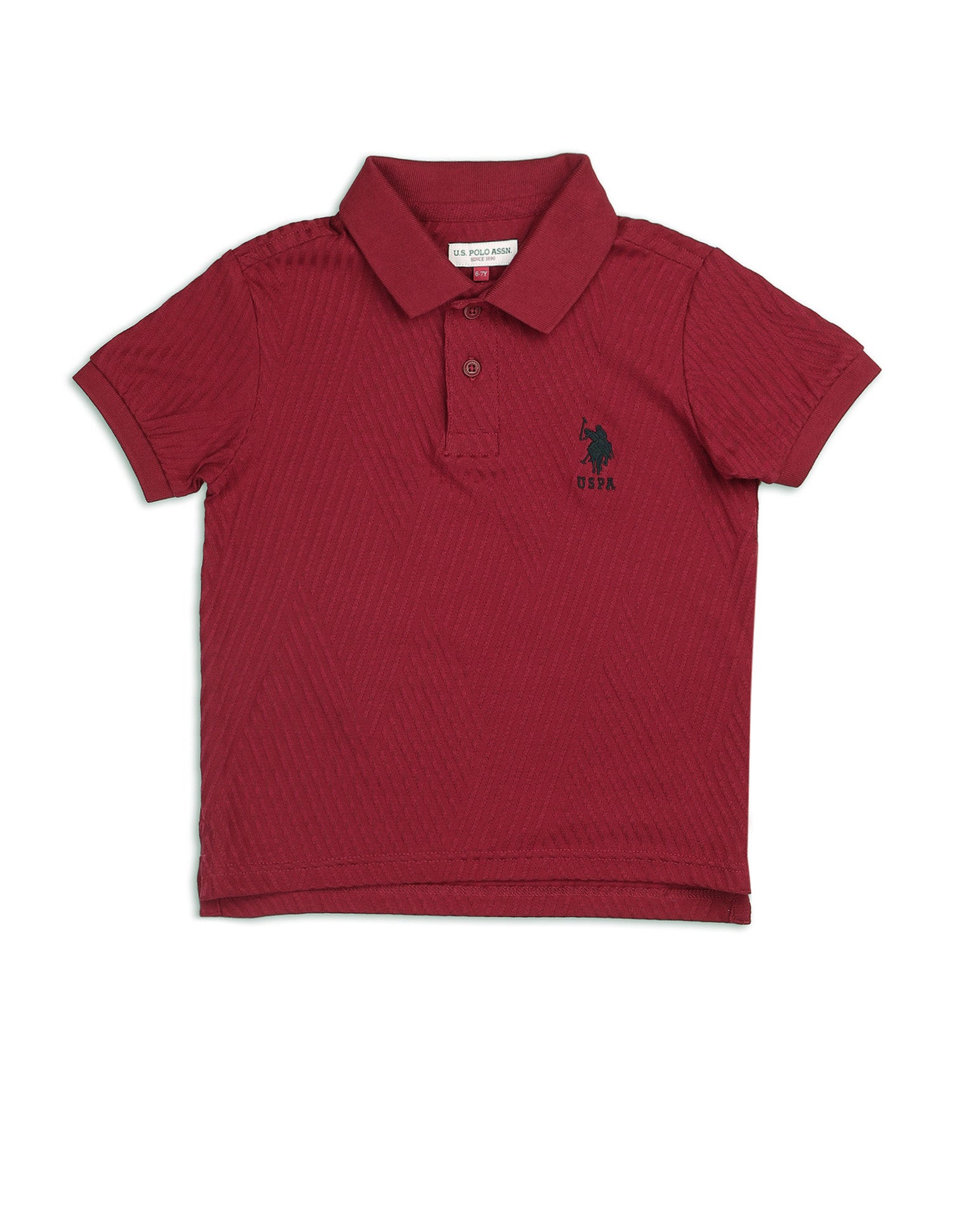 Boys Textured Pure Cotton Polo Shirt Dark Red - U.S. POLO ASSN. | Large