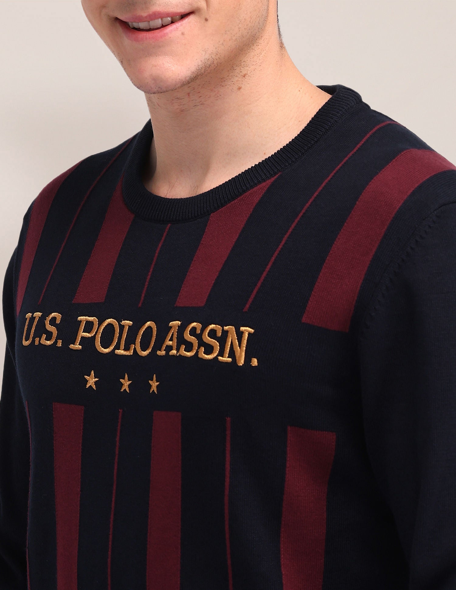 Regular Fit Striped Sweater Navy - U.S. Polo Assn. India | Large