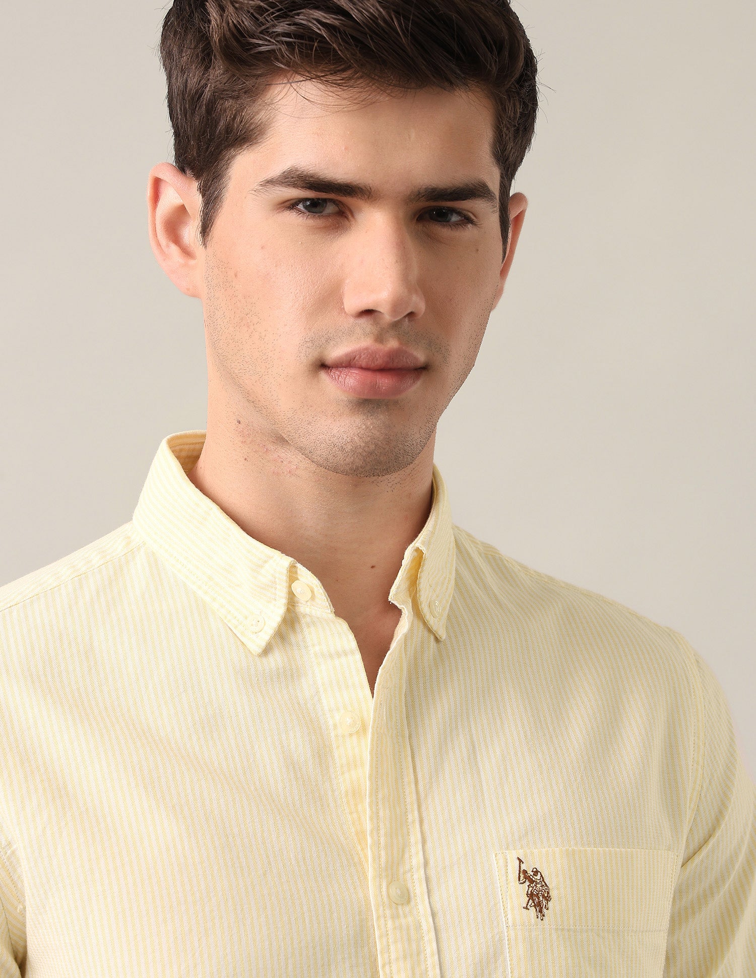 Vertical Striped Oxford Shirt Yellow - U.S. Polo Assn. India | Large