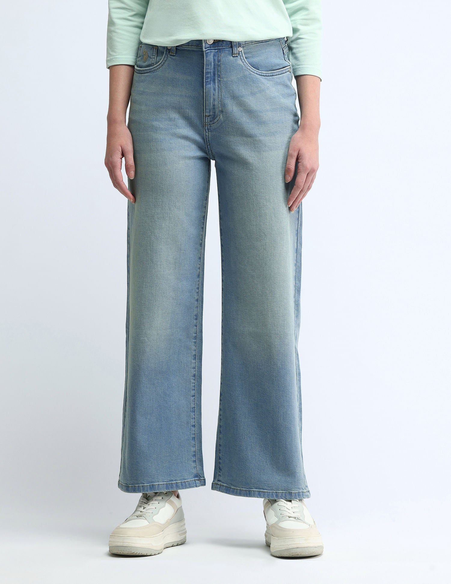 High Rise Wide Leg Jeans Blue - U.S. POLO ASSN. | Large