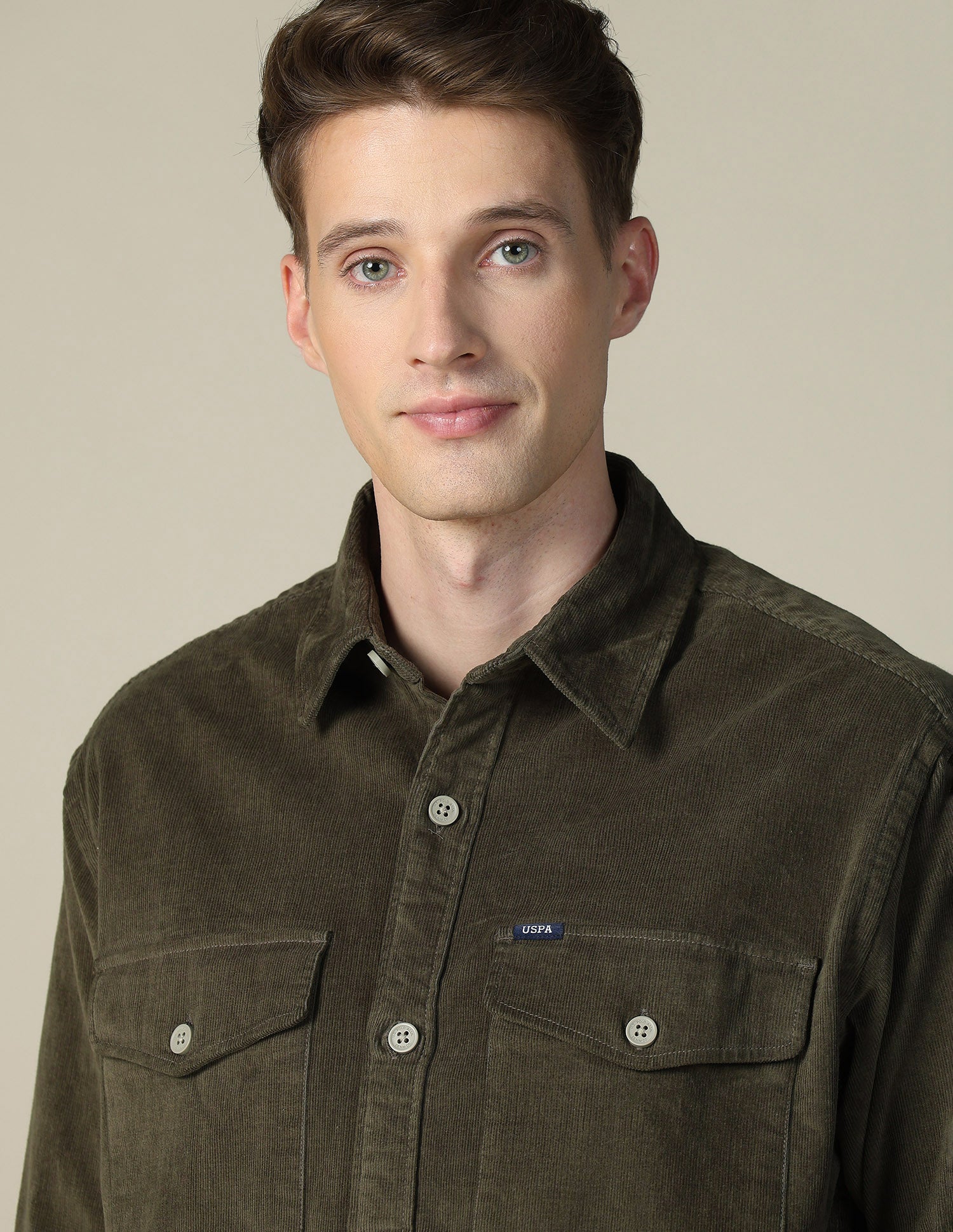 Corduroy Regular Fit Shacket Olive - U.S. POLO ASSN. | Large