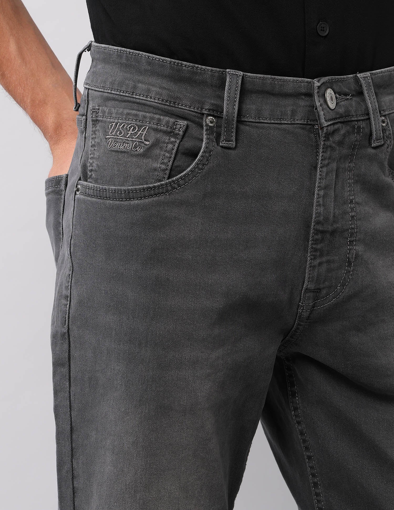 Cole Comfort Cropped Fit Grey Jeans Grey - U.S. POLO ASSN. | Large