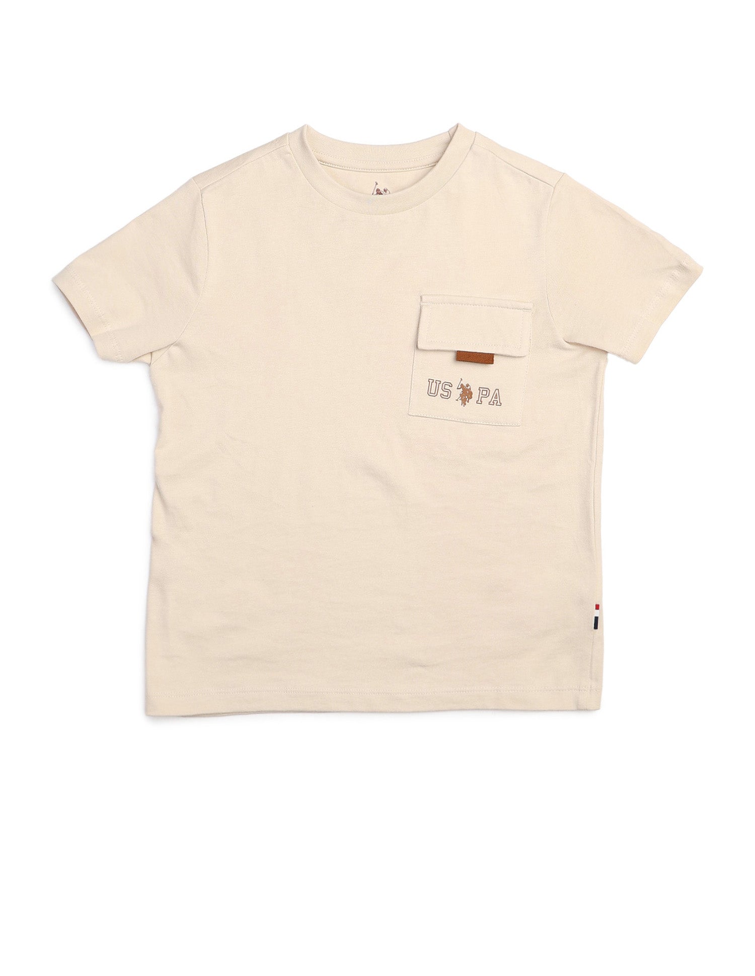 Boys Solid Regular Fit T Shirt Off White - U.S. POLO ASSN. | Large