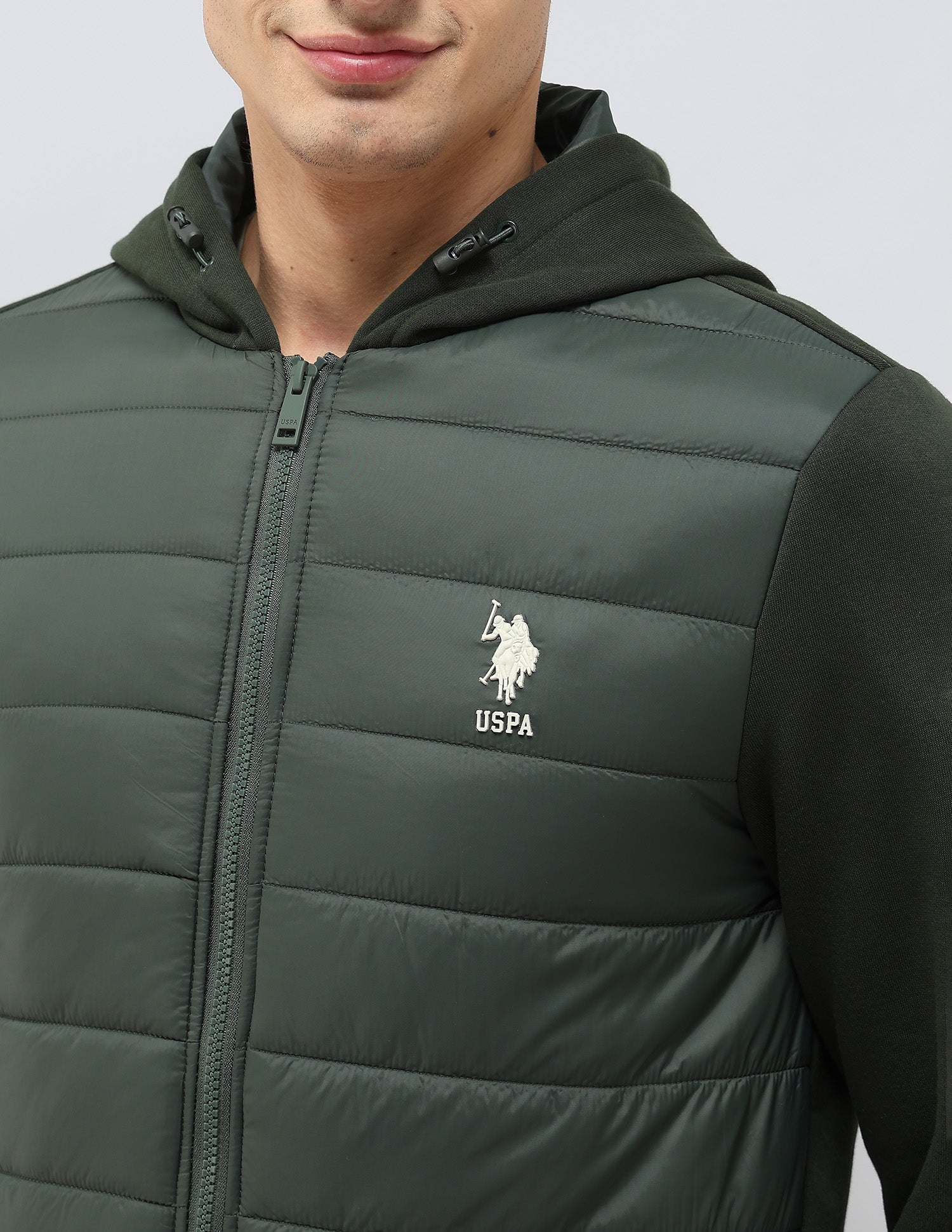 Solid Regular Fit Puffer Jacket Olive - U.S. POLO ASSN. | Large