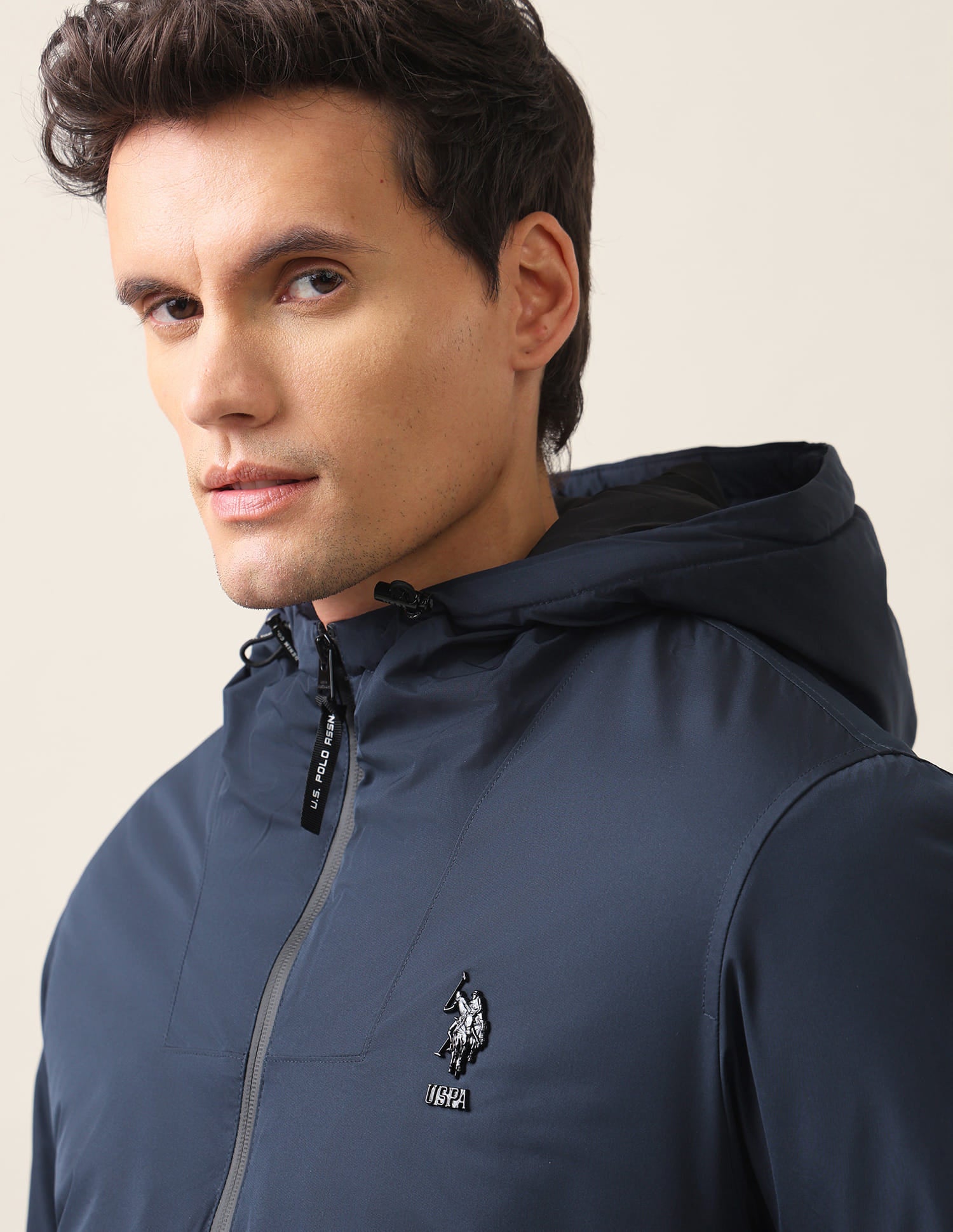 Colour blocked Regular Fit Jacket Navy - U.S. Polo Assn. India | Large