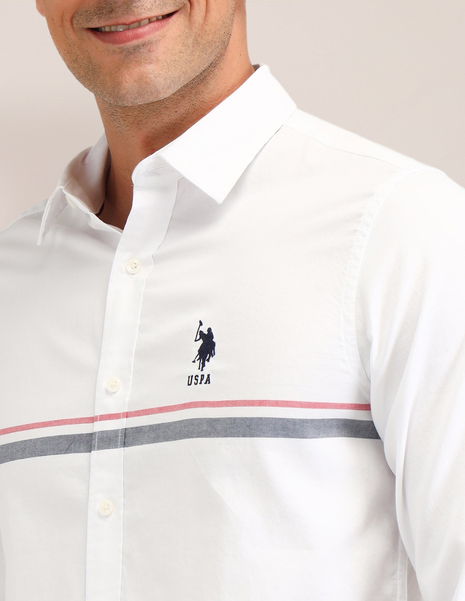 Horizontal Striped Regular Fit Shirt White - U.S. POLO ASSN. | Large