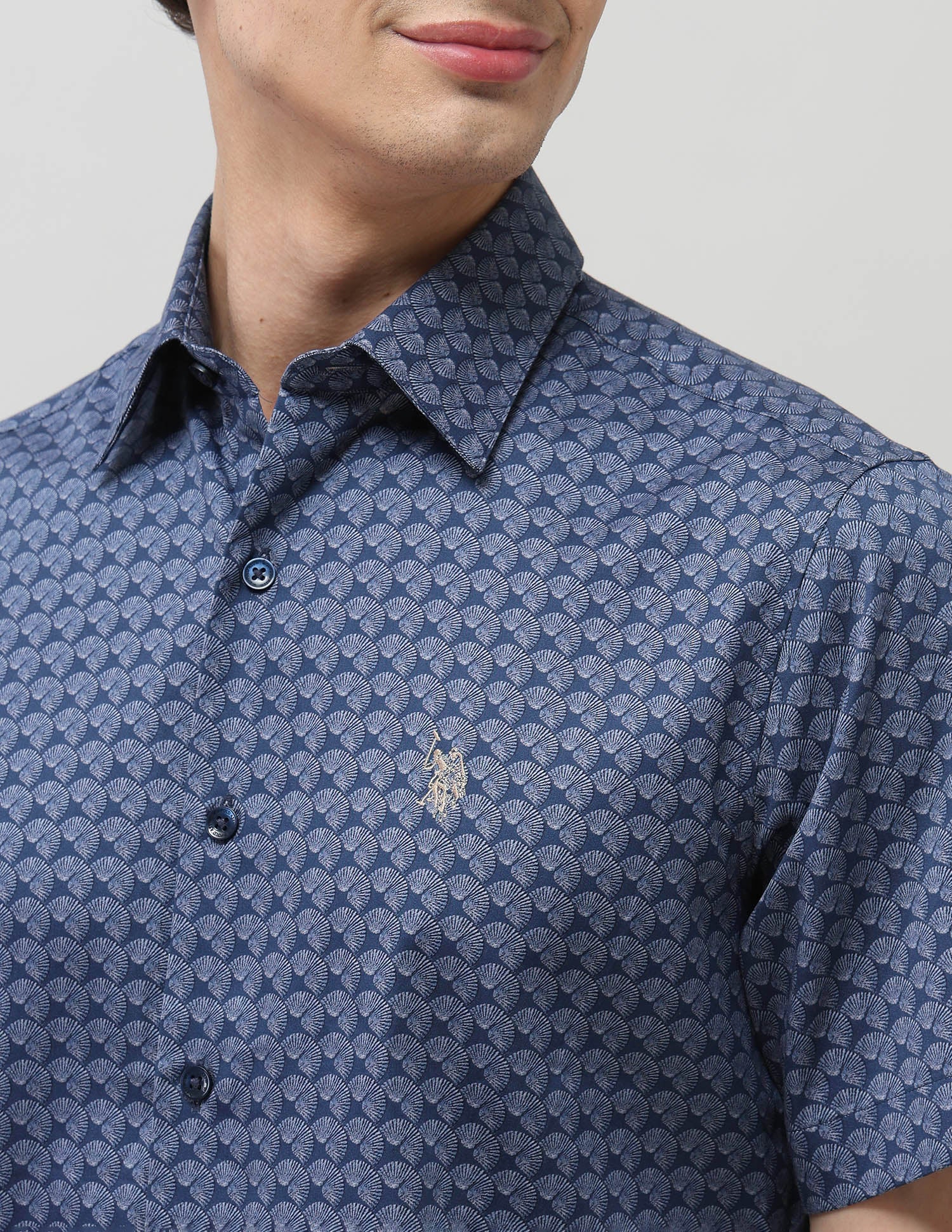 Tailored Fit Satin Shirt Navy - U.S. POLO ASSN. | Large