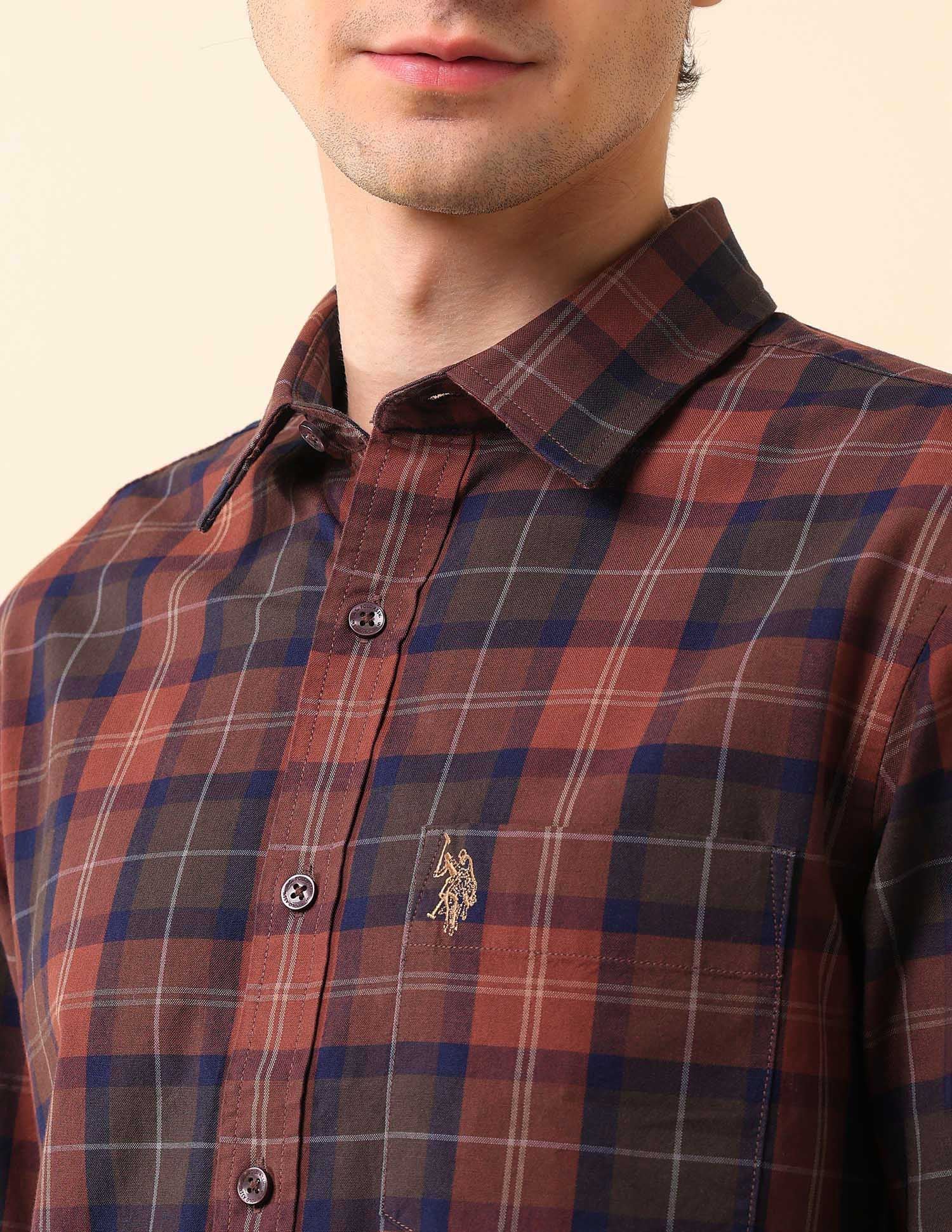 Tartan Checked Oxford Shirt Rust - U.S. Polo Assn. India | Large