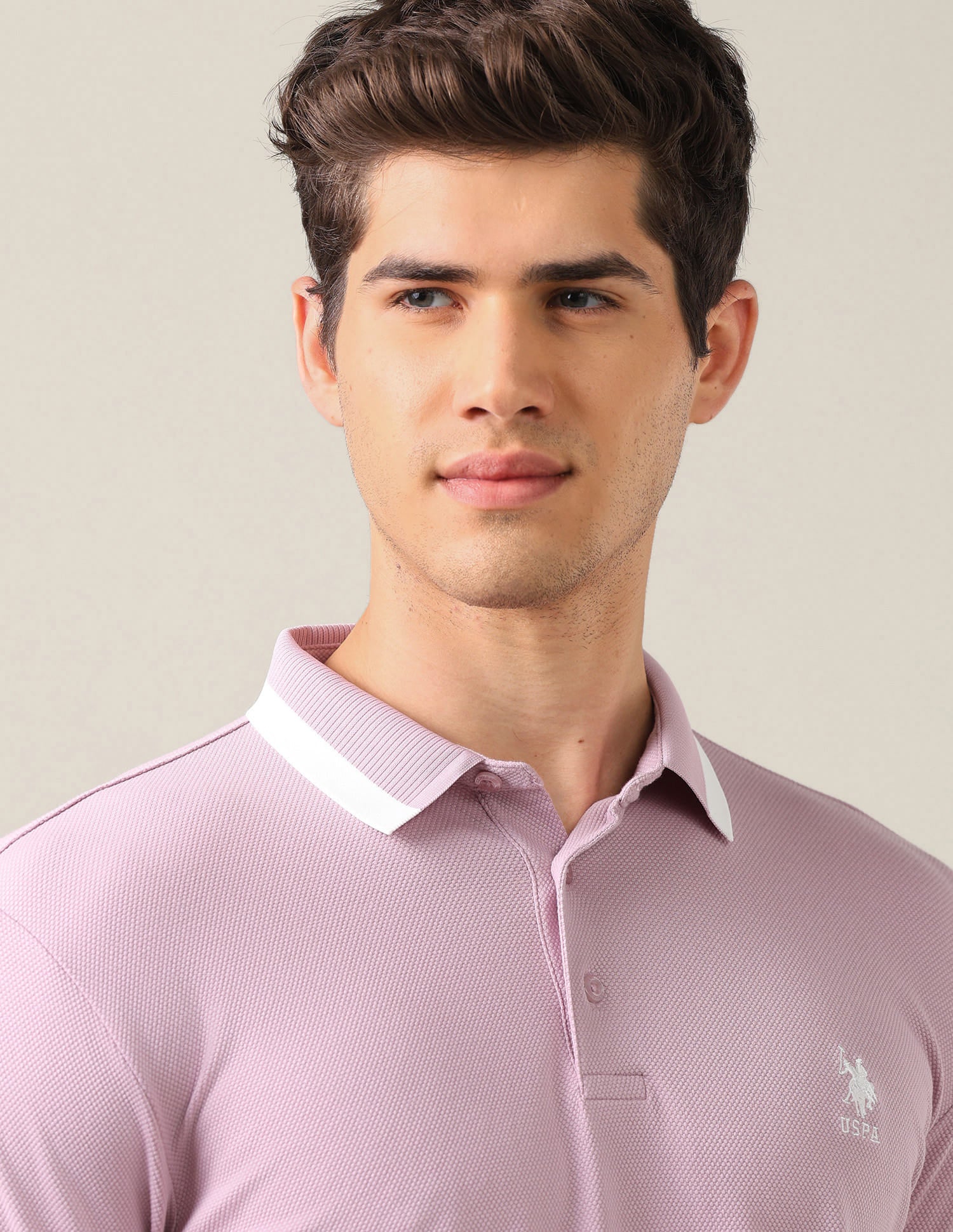 Solid Slim Fit Polo Shirt Pink - U.S. Polo Assn. India | Large