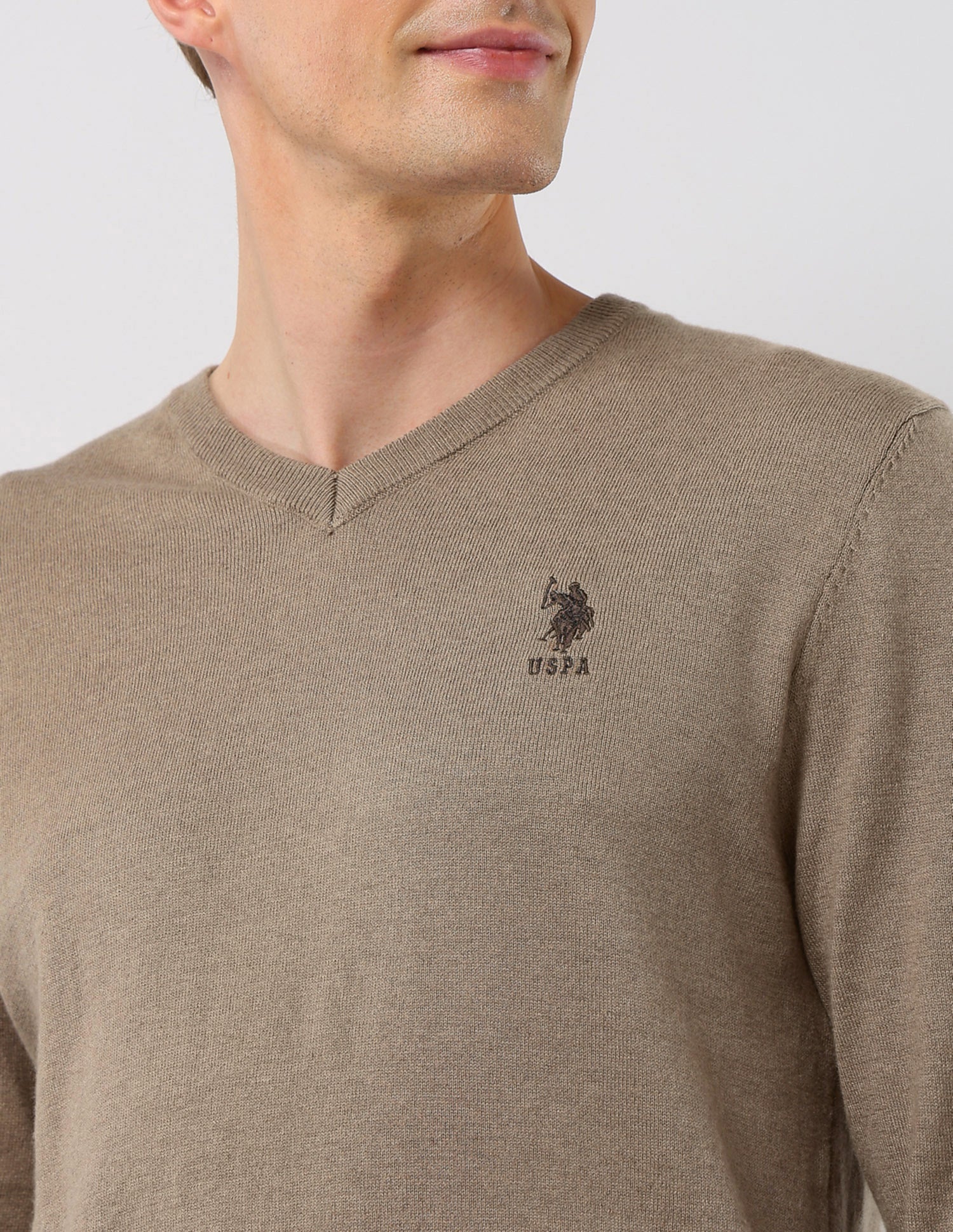 Heathered Regular Fit Sweater Light Brown - U.S. POLO ASSN. | Large