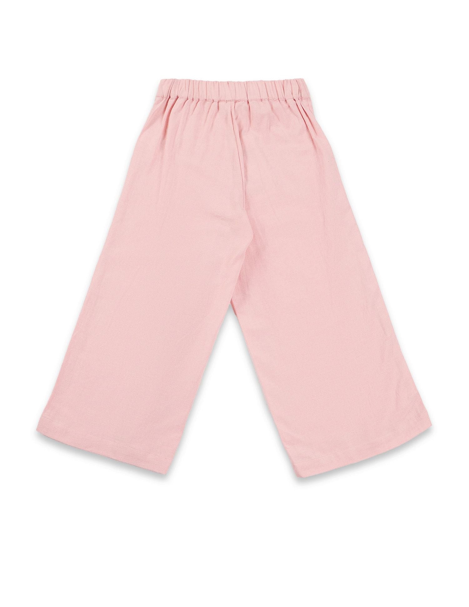 Girls Pure Cotton Wide Leg Trousers Light Pink - U.S. POLO ASSN. | Large
