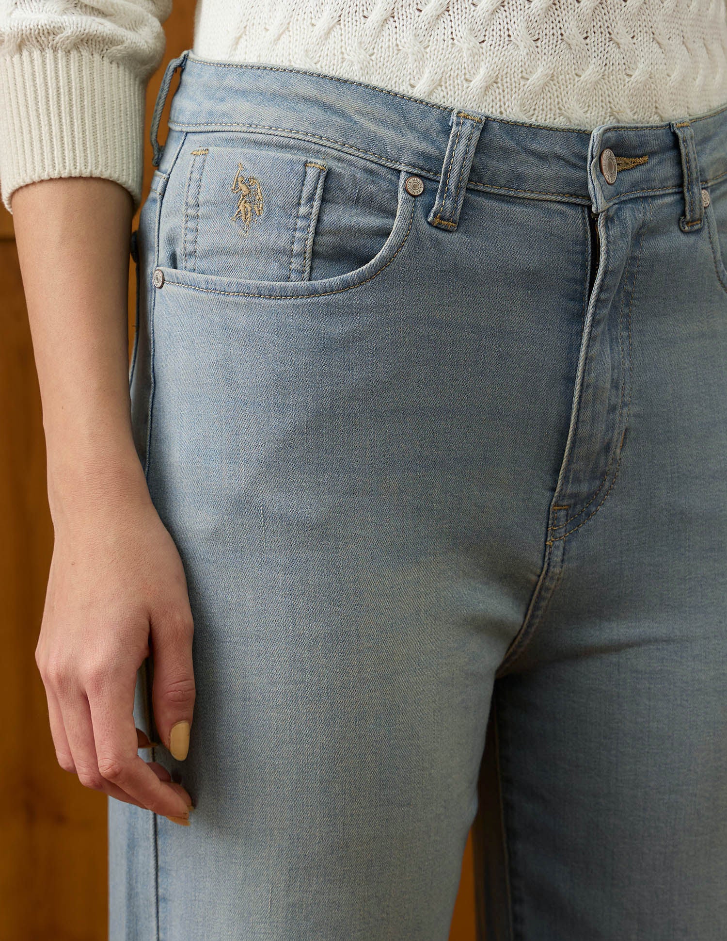 High Rise Wide Leg Fit Jeans Blue - U.S. POLO ASSN. | Large