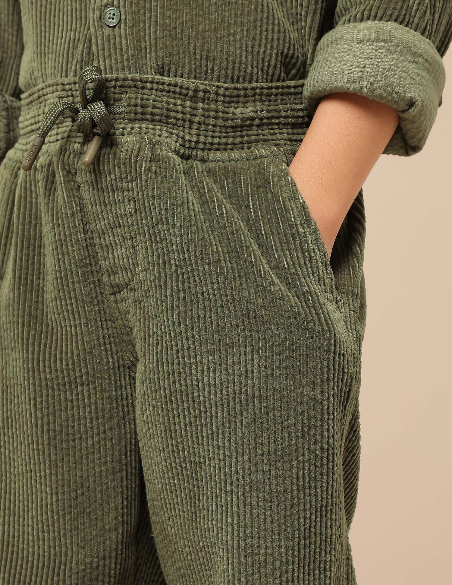 Boys Relaxed Fit Corduroy Joggers Olive - U.S. POLO ASSN. | Large